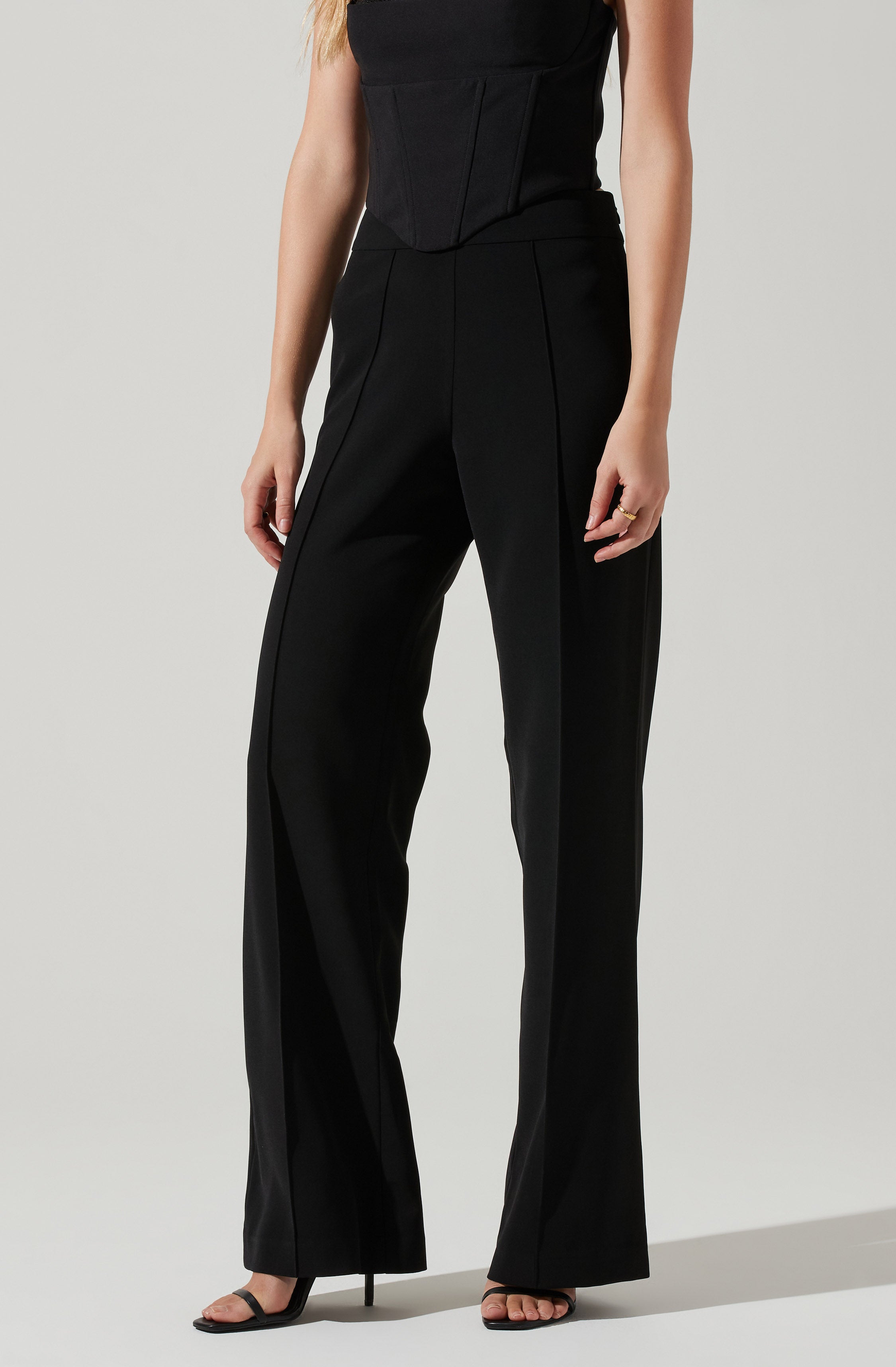 Madison High Waist Pintuck Trouser Pants-Aljck