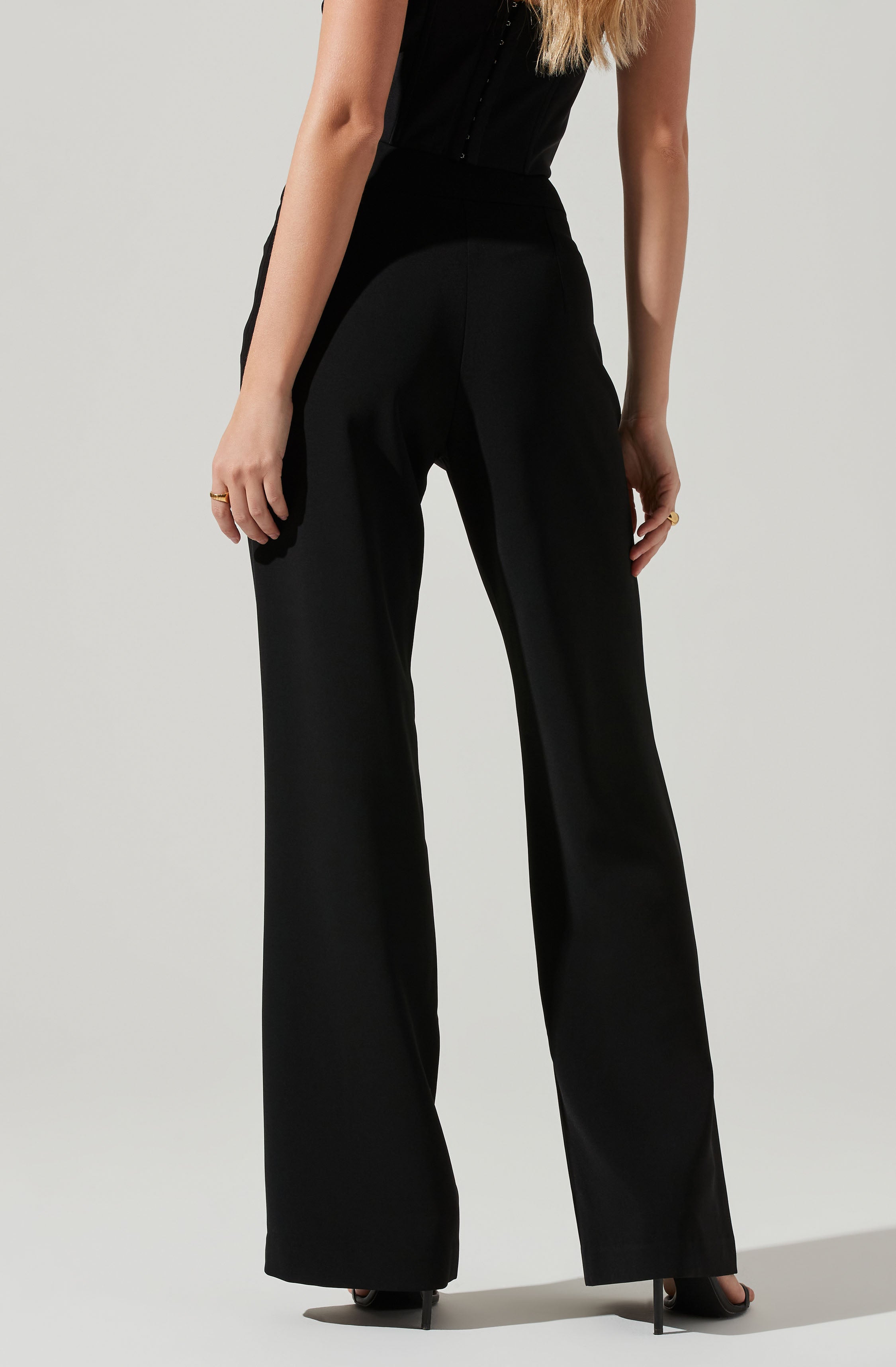 Madison High Waist Pintuck Trouser Pants-Aljck