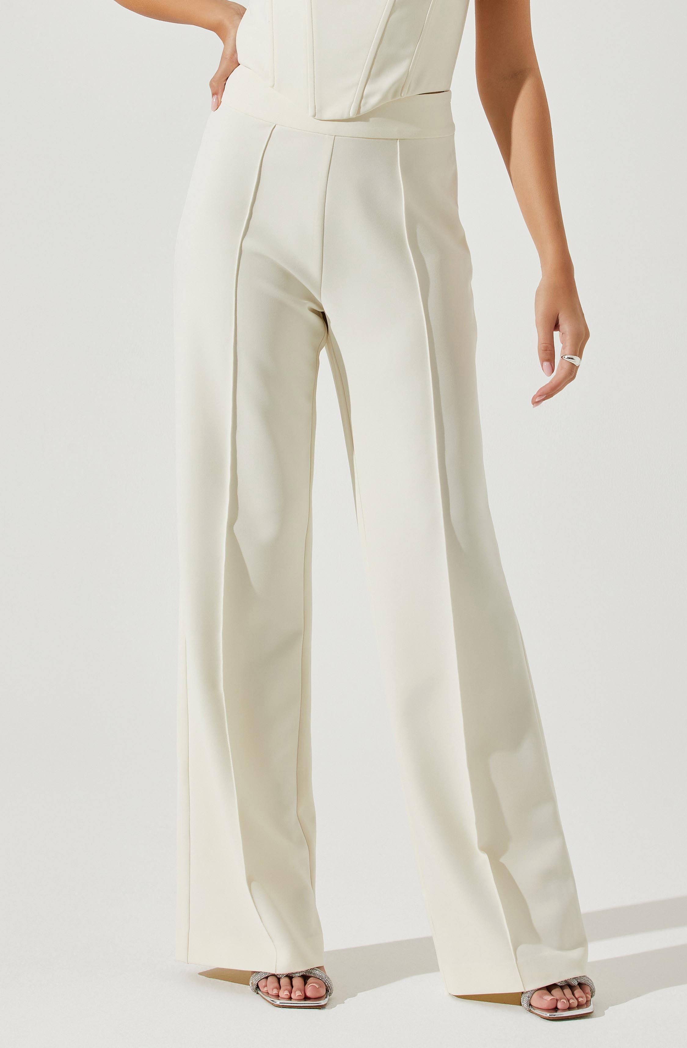Madison High Waist Pintuck Trouser Pants-Aljck