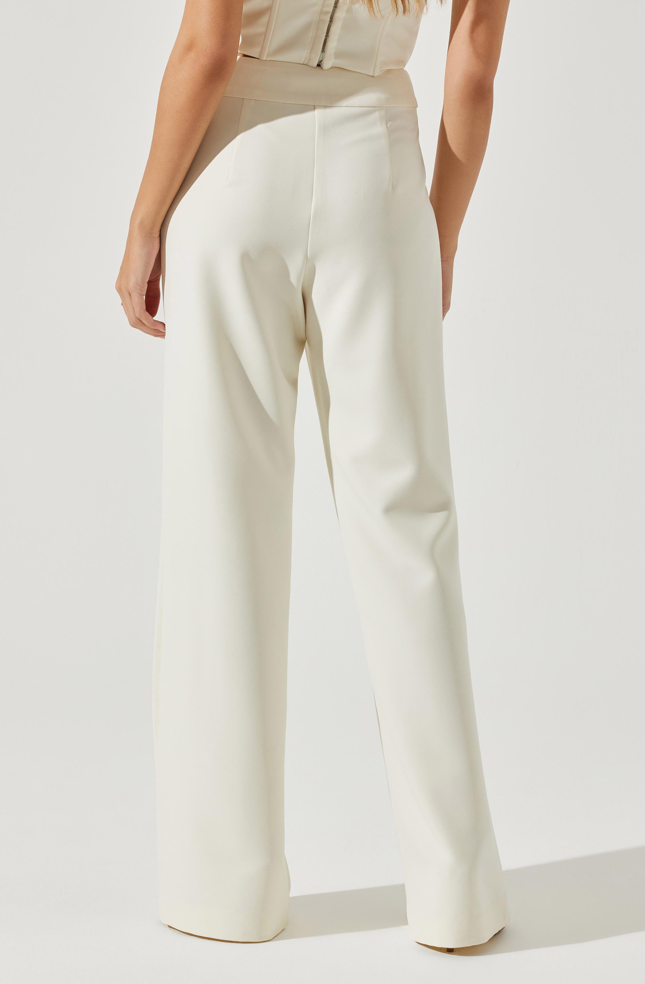 Madison High Waist Pintuck Trouser Pants-Aljck