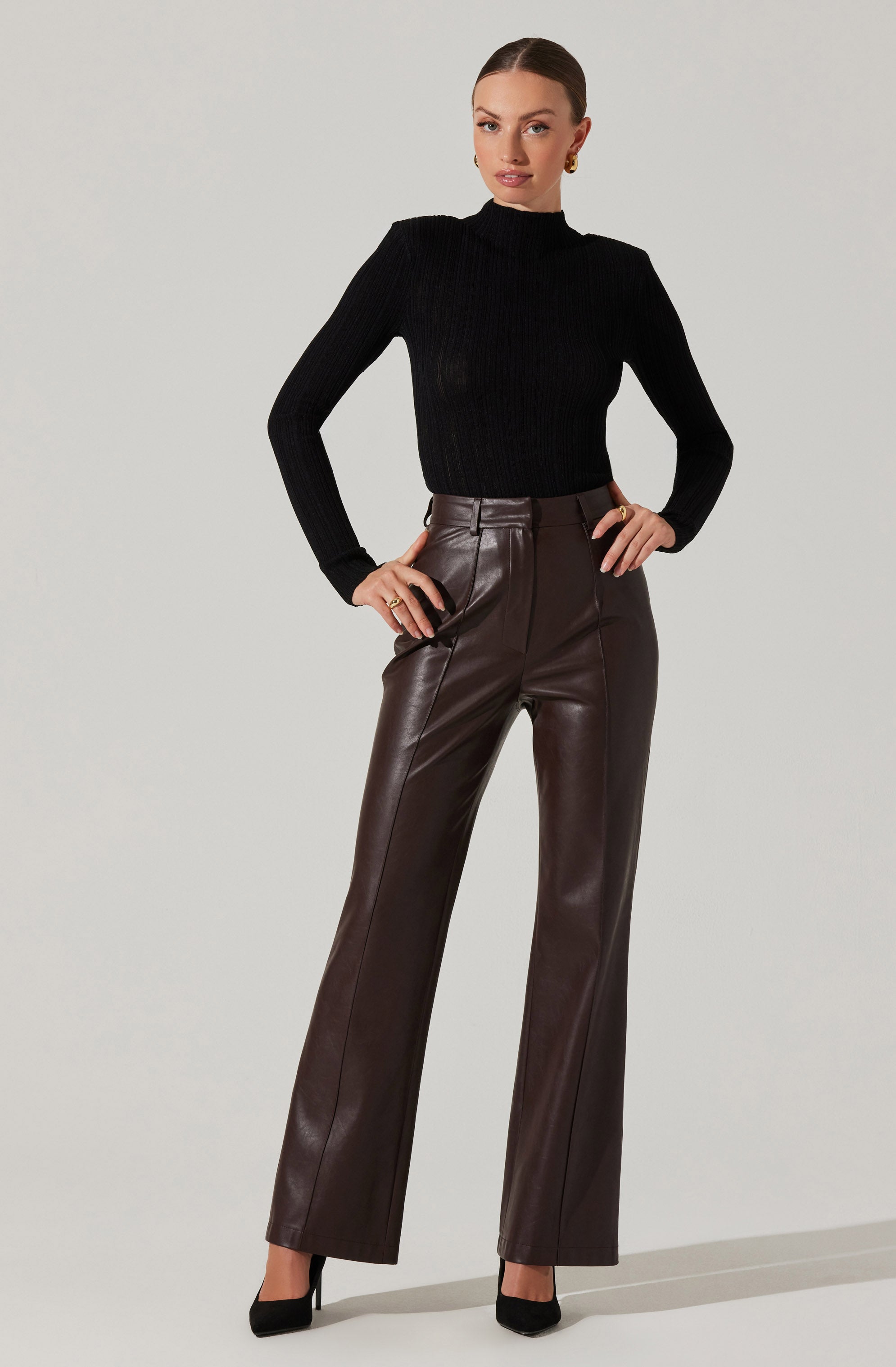 Vance Faux Leather Pants-Aljck