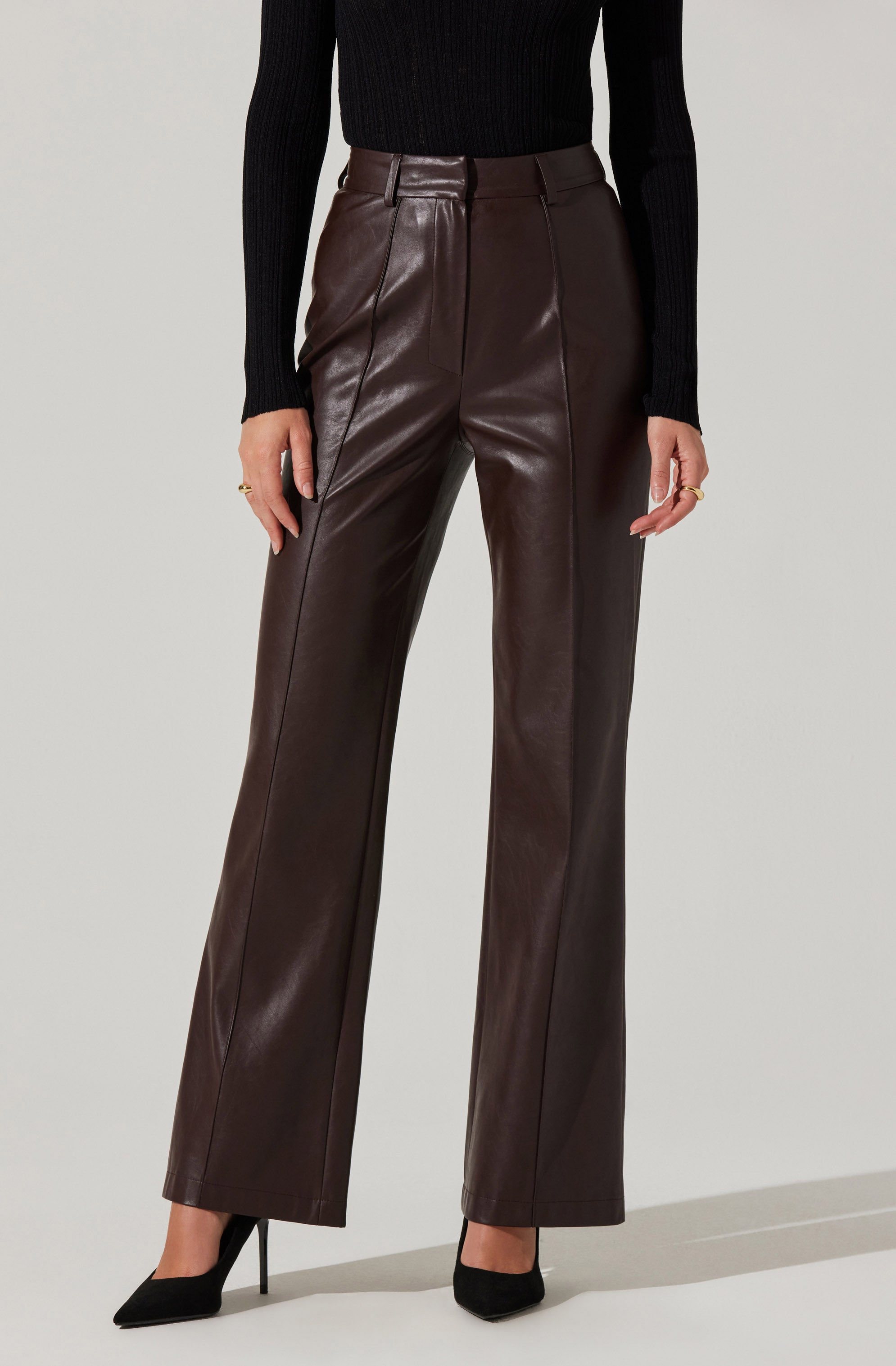 Vance Faux Leather Pants-Aljck