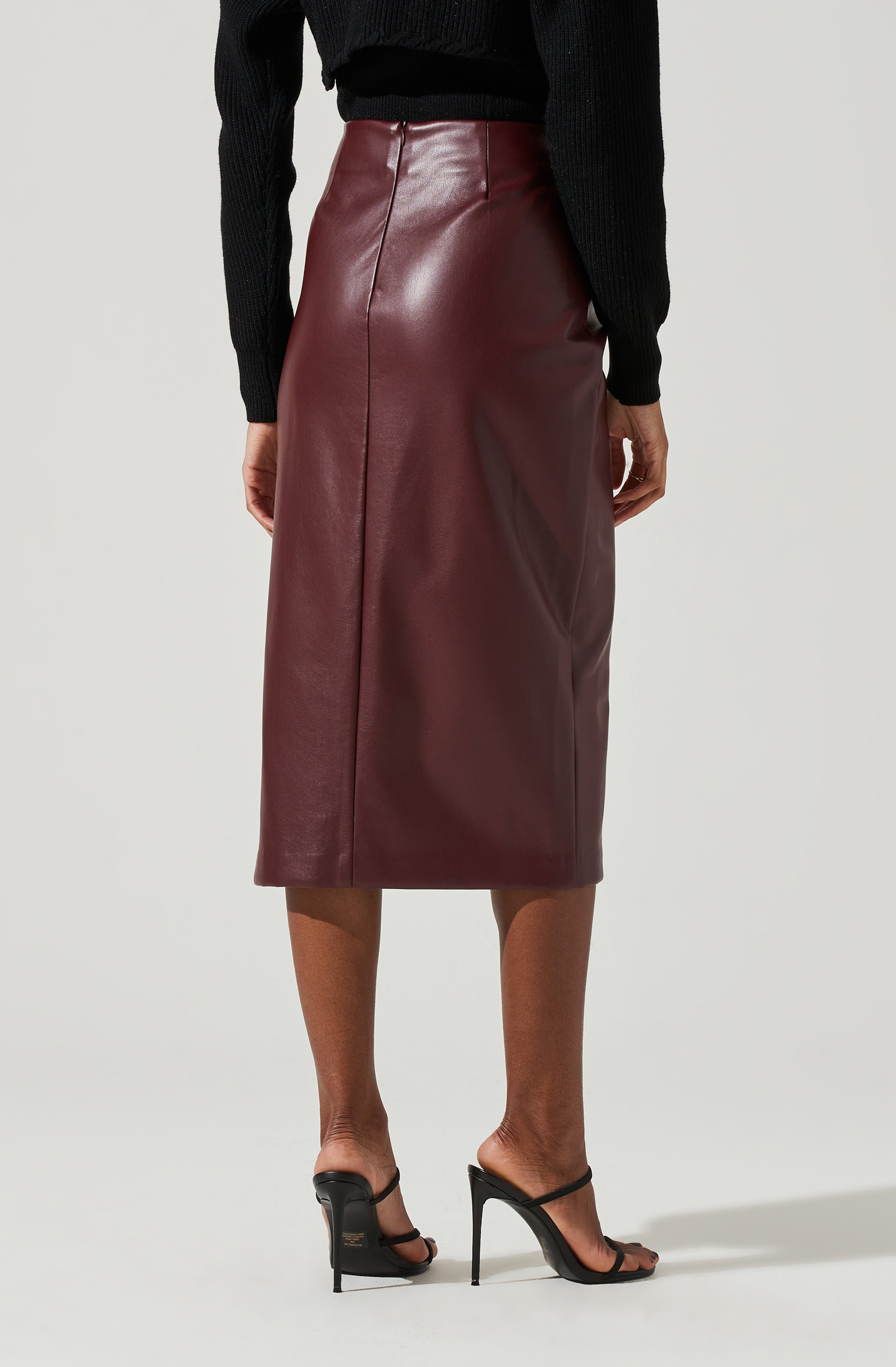 Melody Faux Leather Midi Skirt-Aljck