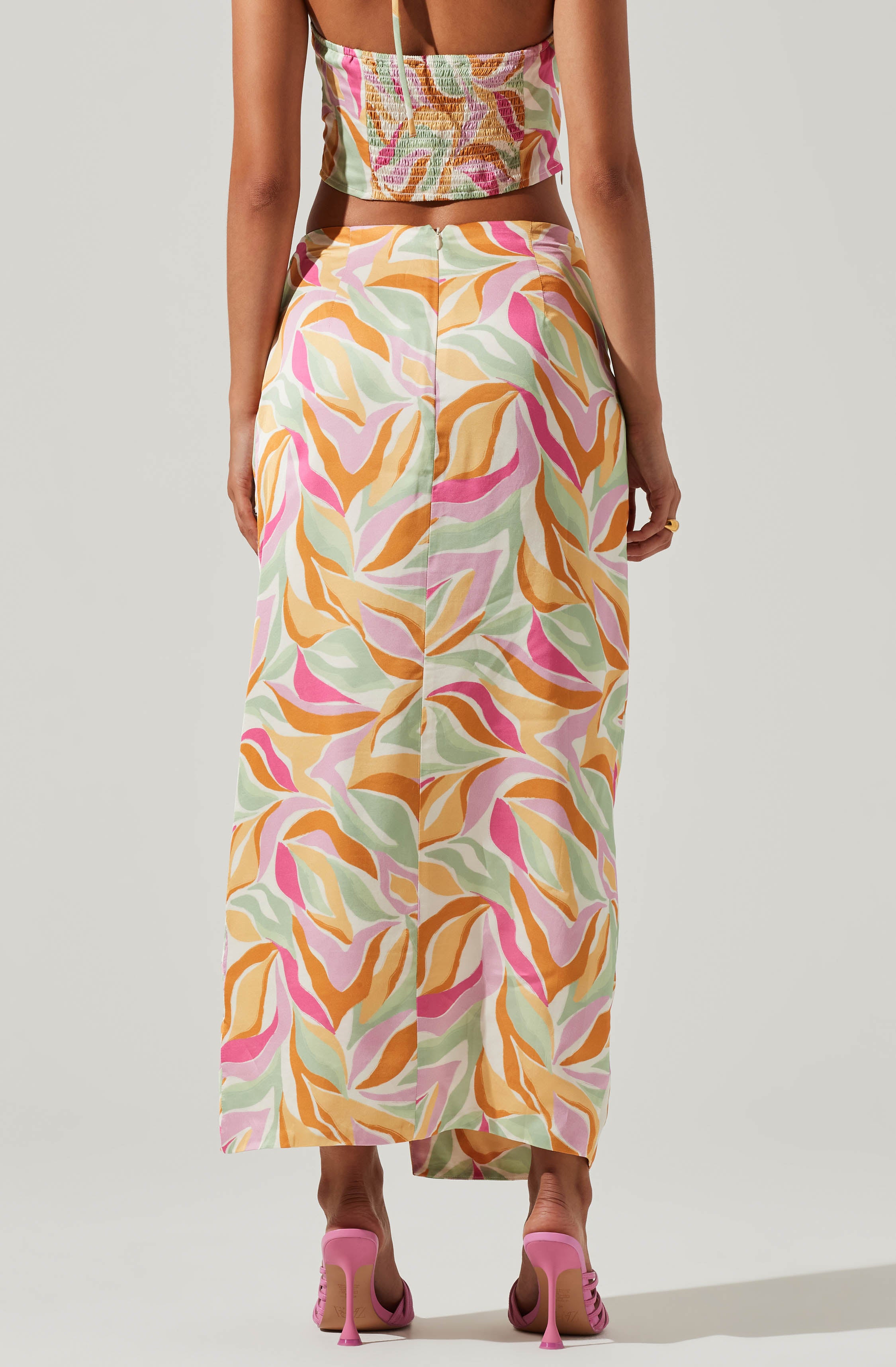 Loretta Abstract Print Midi Skirt-Aljck