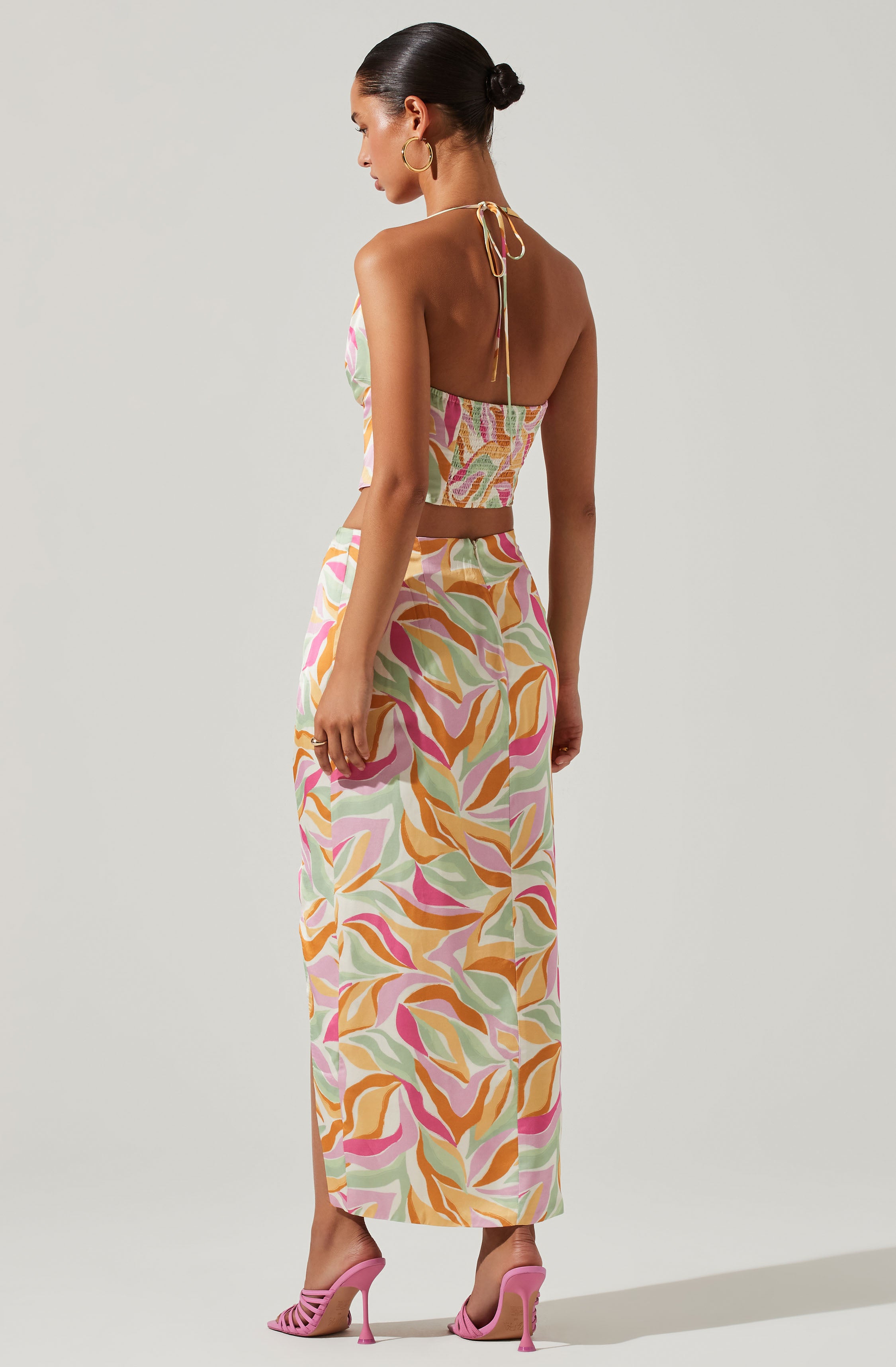 Loretta Abstract Print Midi Skirt-Aljck