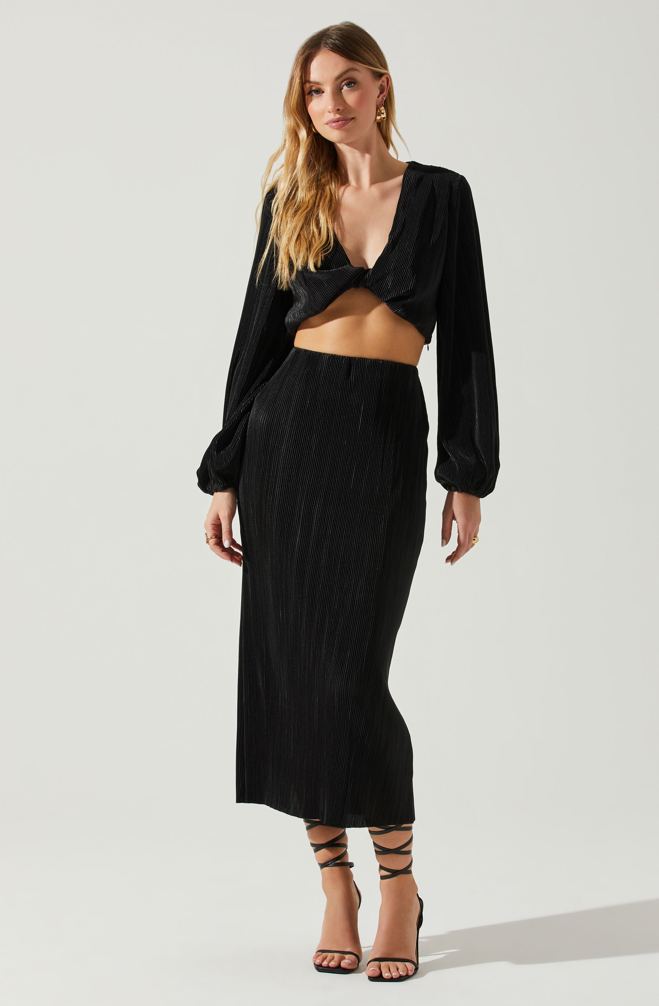 Cataleya Plisse Midi Skirt-Aljck