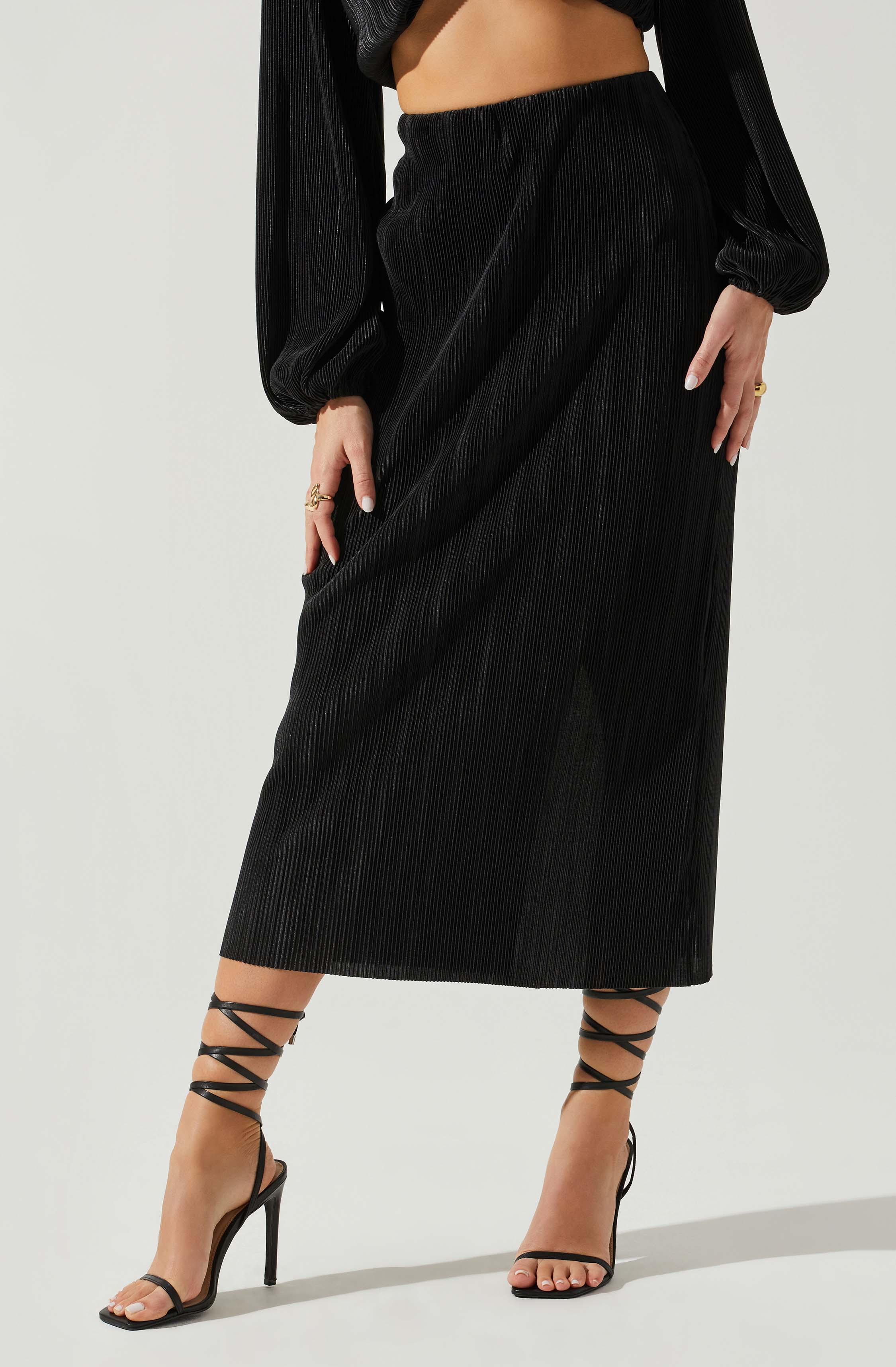 Cataleya Plisse Midi Skirt-Aljck