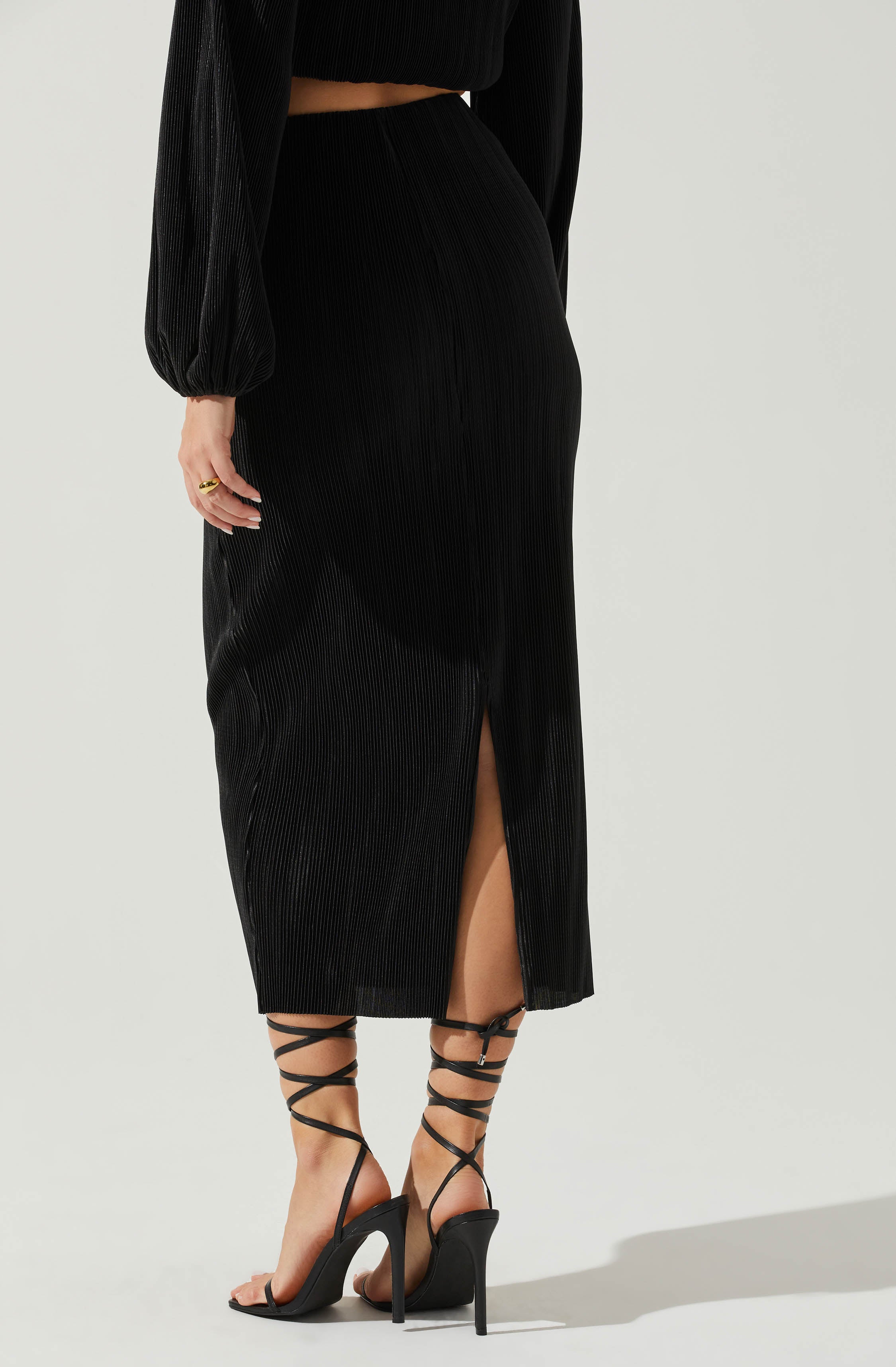 Cataleya Plisse Midi Skirt-Aljck