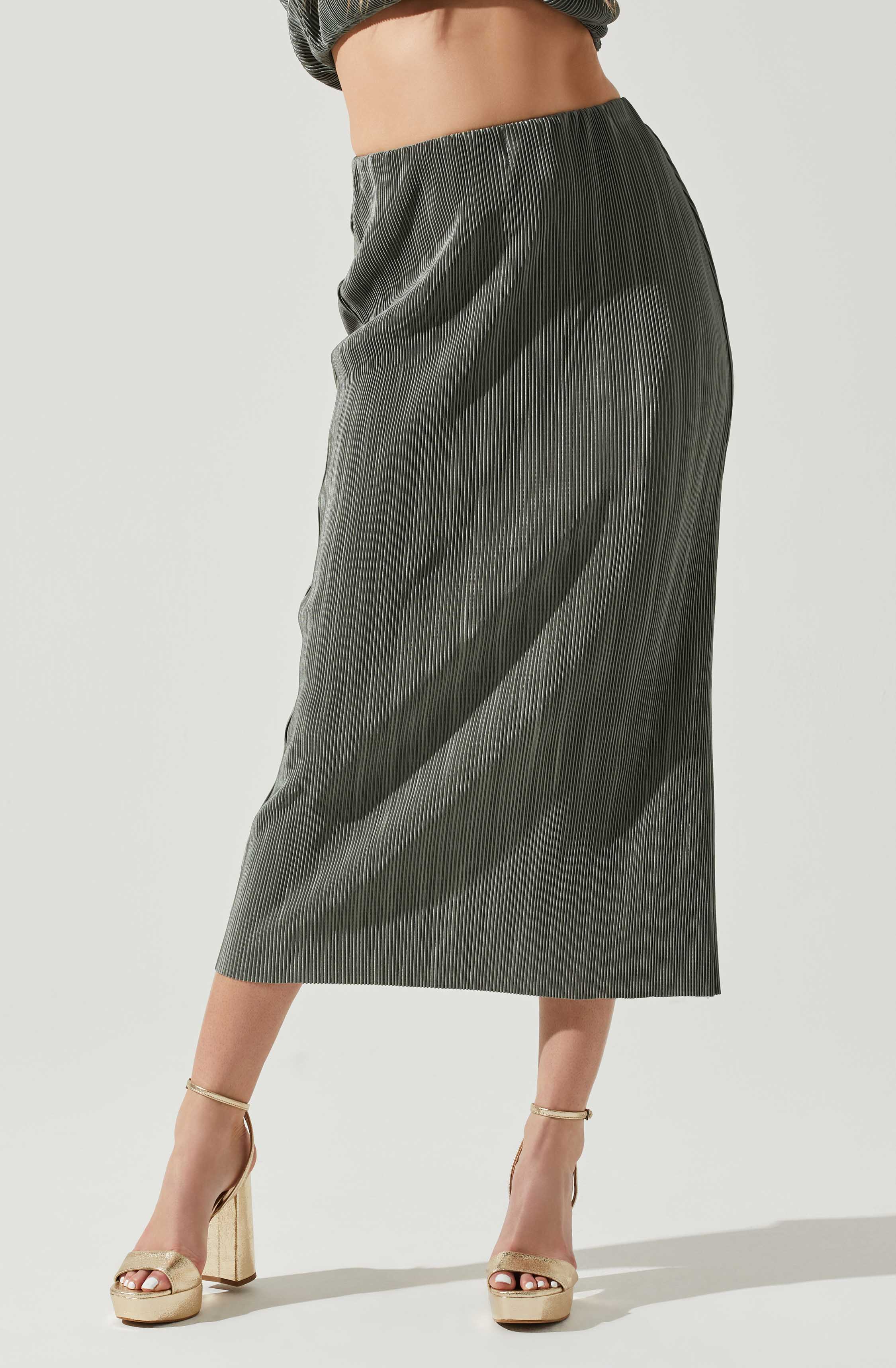 Cataleya Plisse Midi Skirt-Aljck