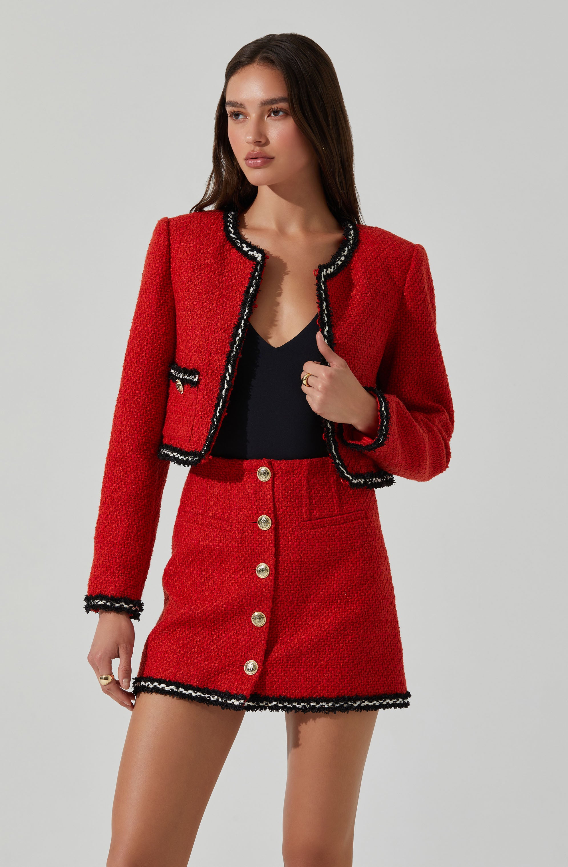 Mavey Tweed Mini Skirt-Aljck