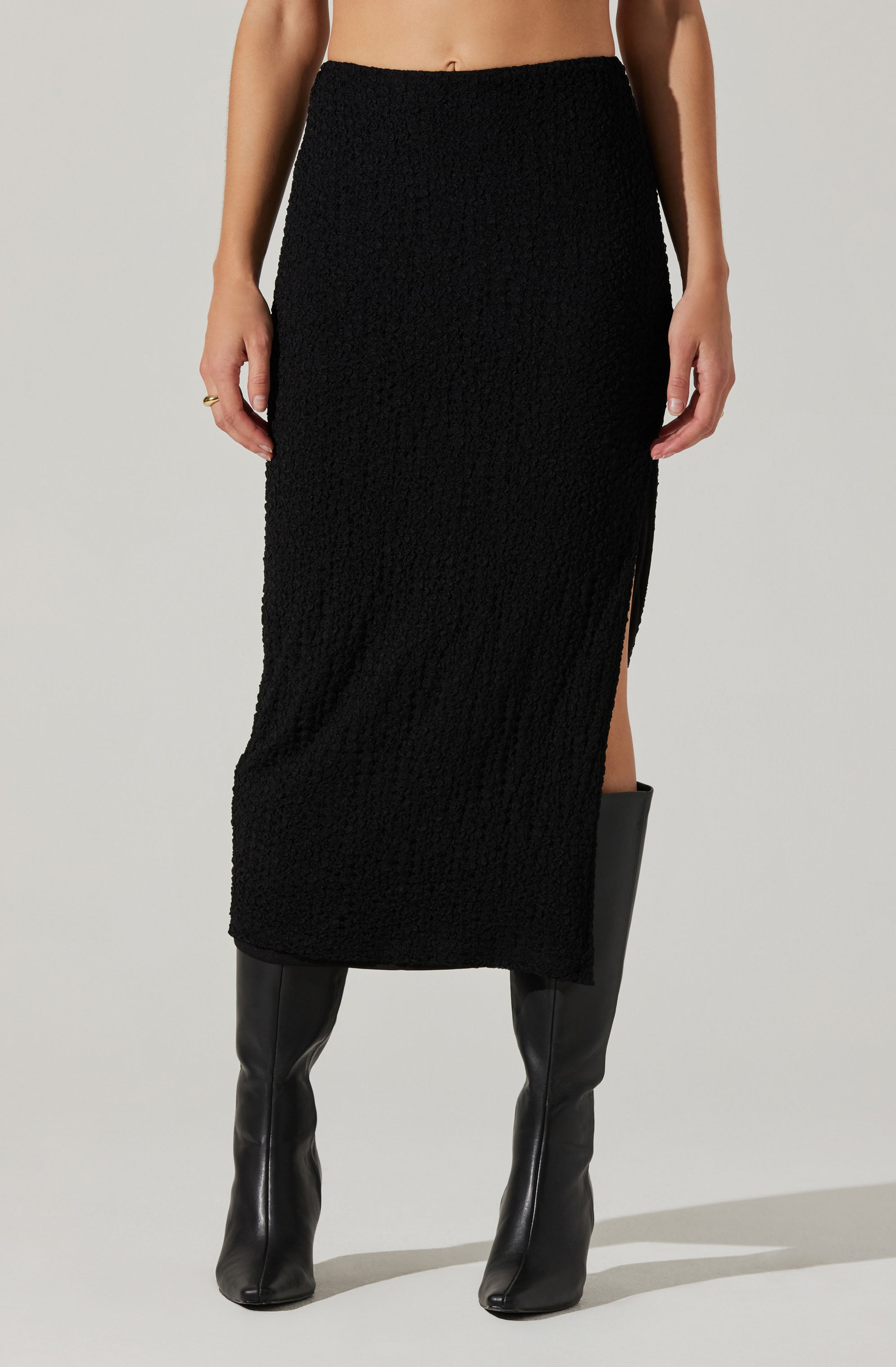 Keely Textured Midi Skirt-Aljck