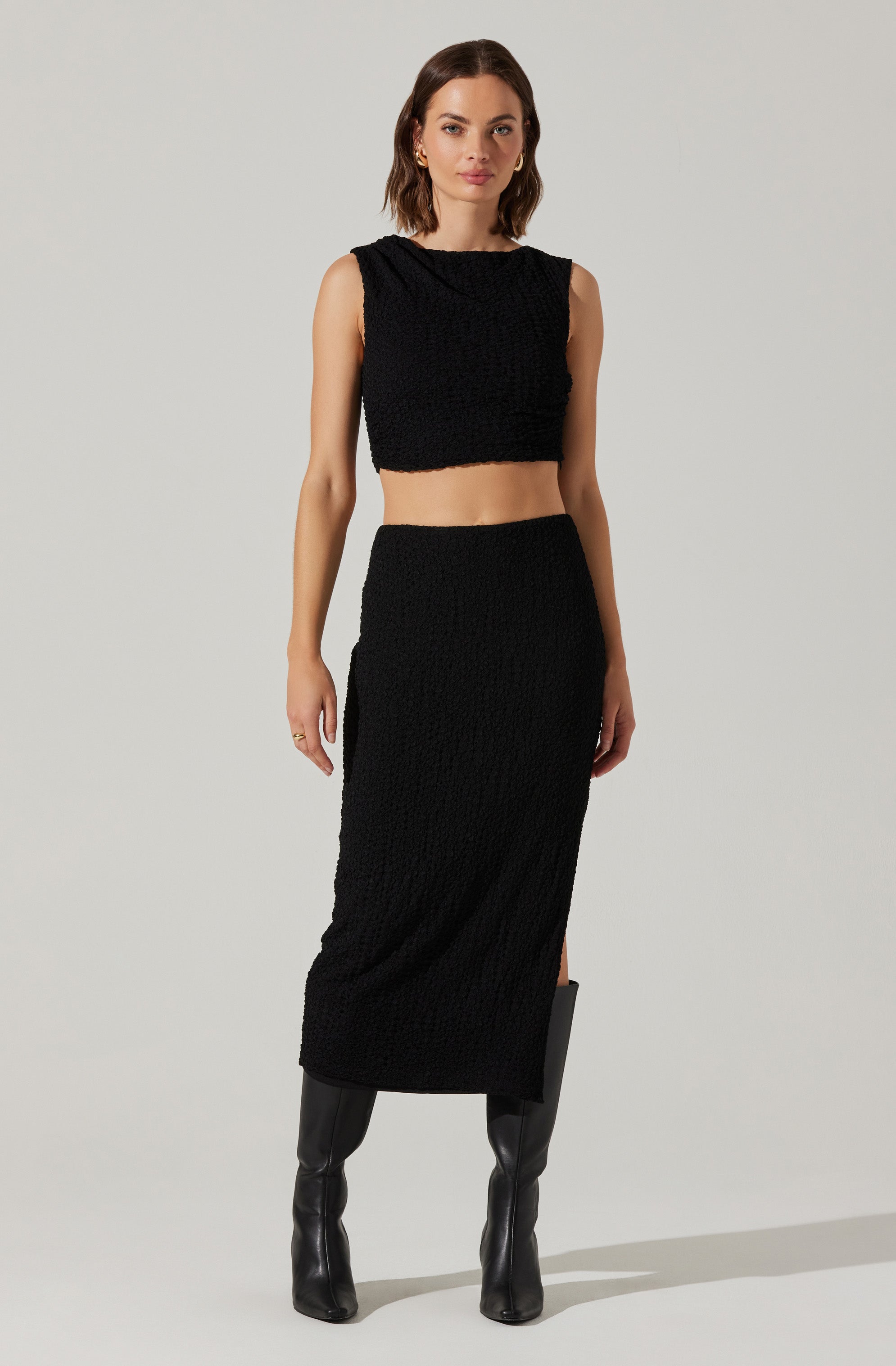 Keely Textured Midi Skirt-Aljck