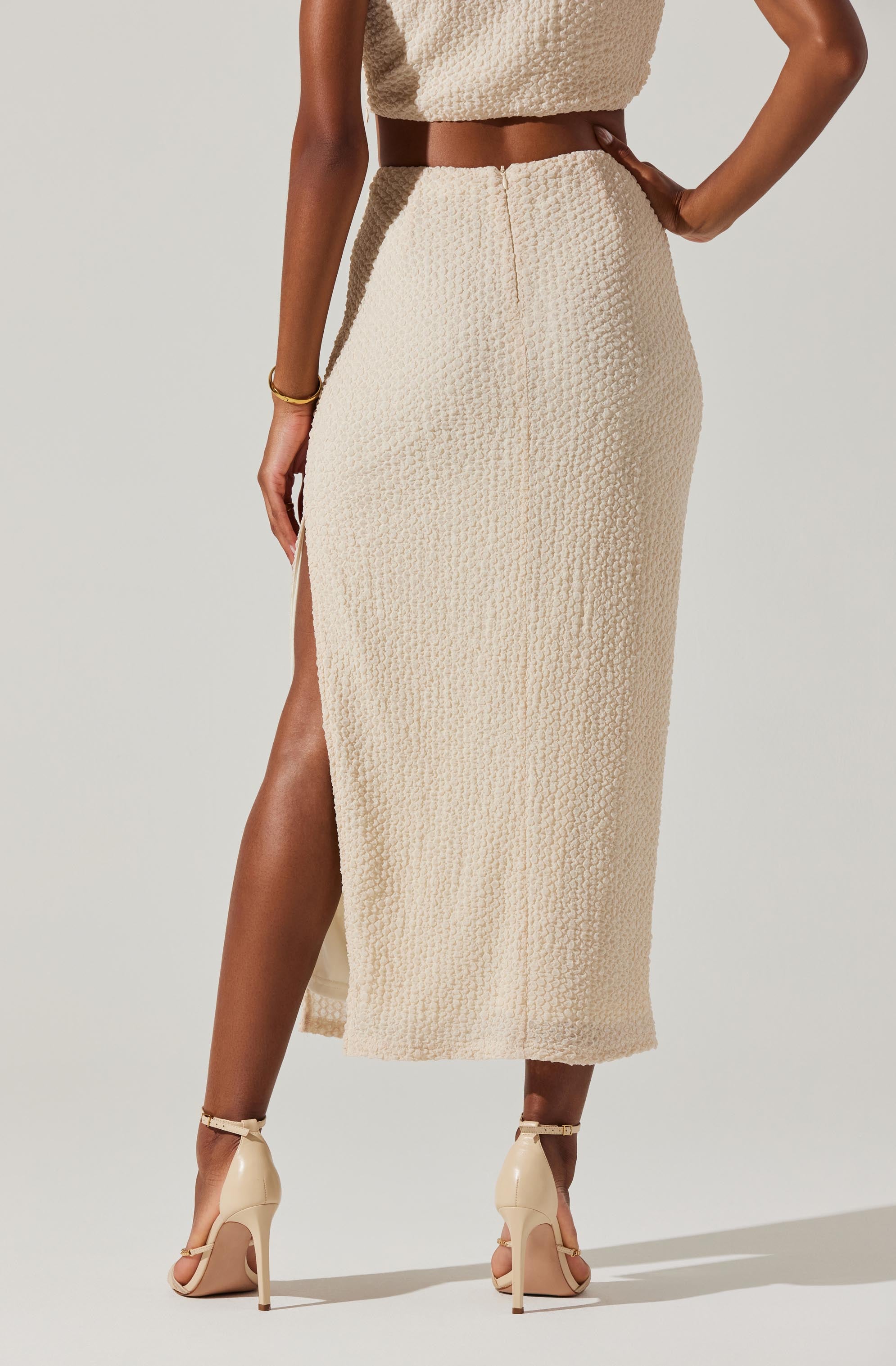 Keely Textured Midi Skirt-Aljck