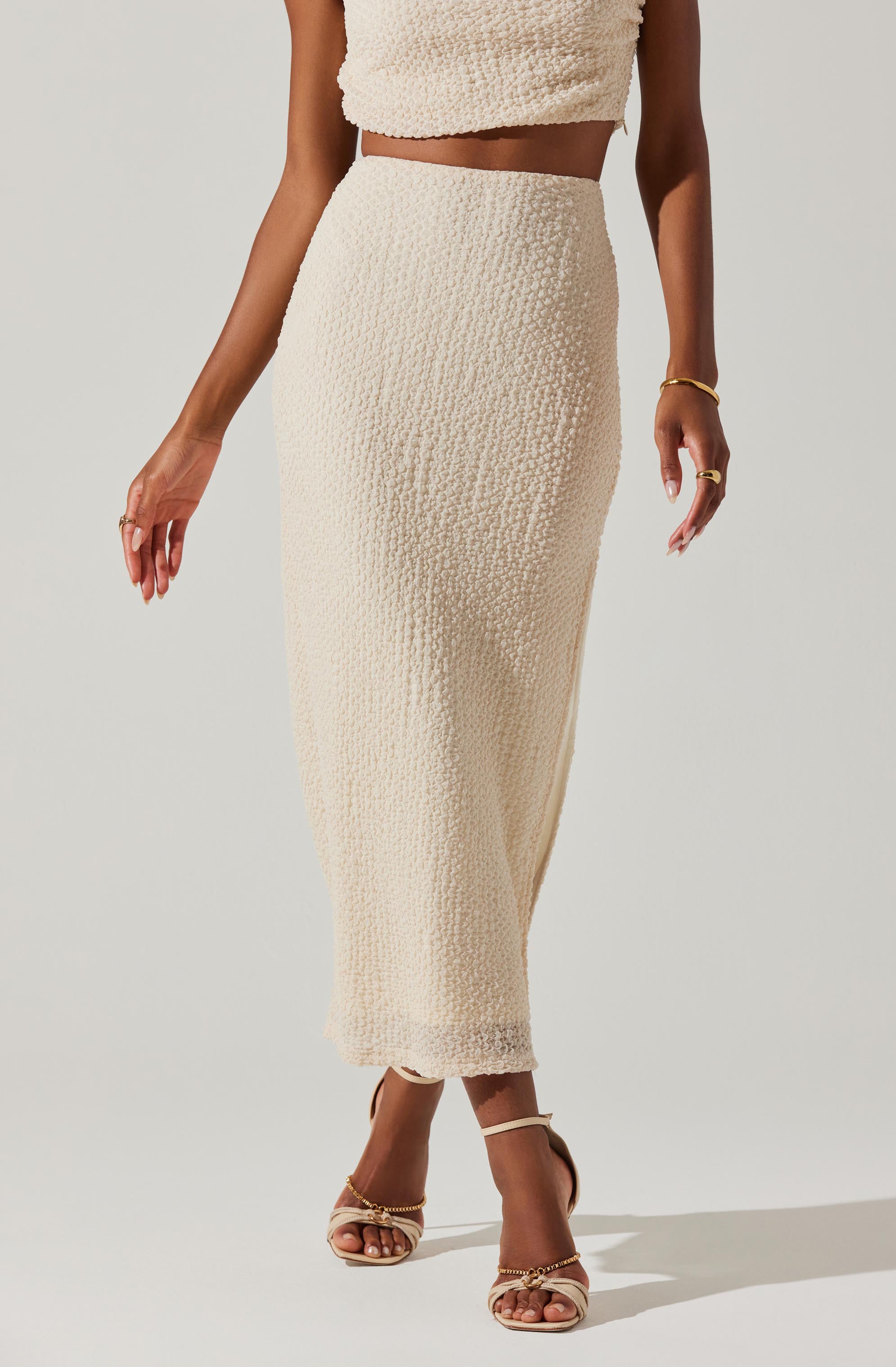 Keely Textured Midi Skirt-Aljck