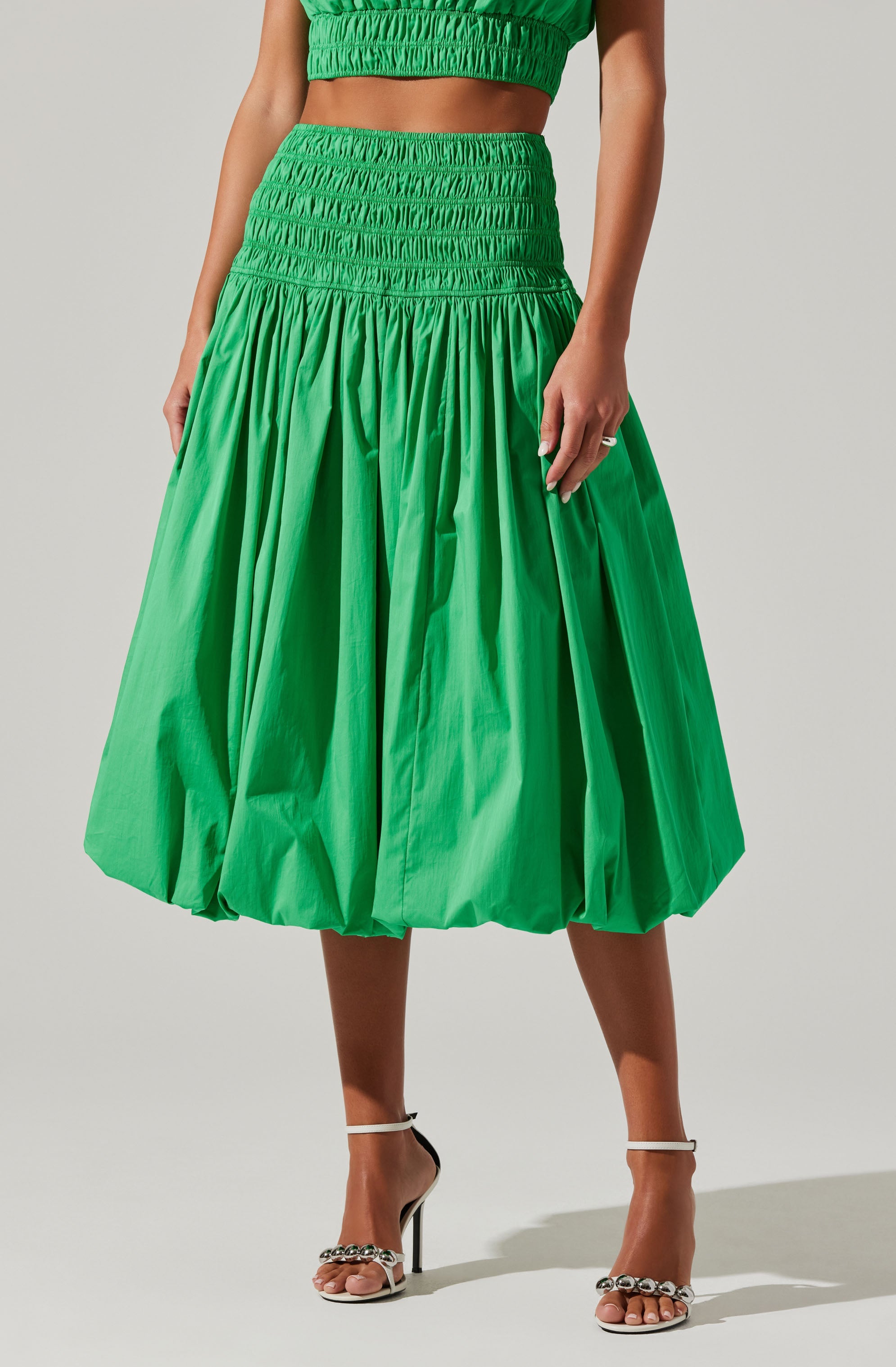 Alani Bubble Hem Midi Skirt-Aljck