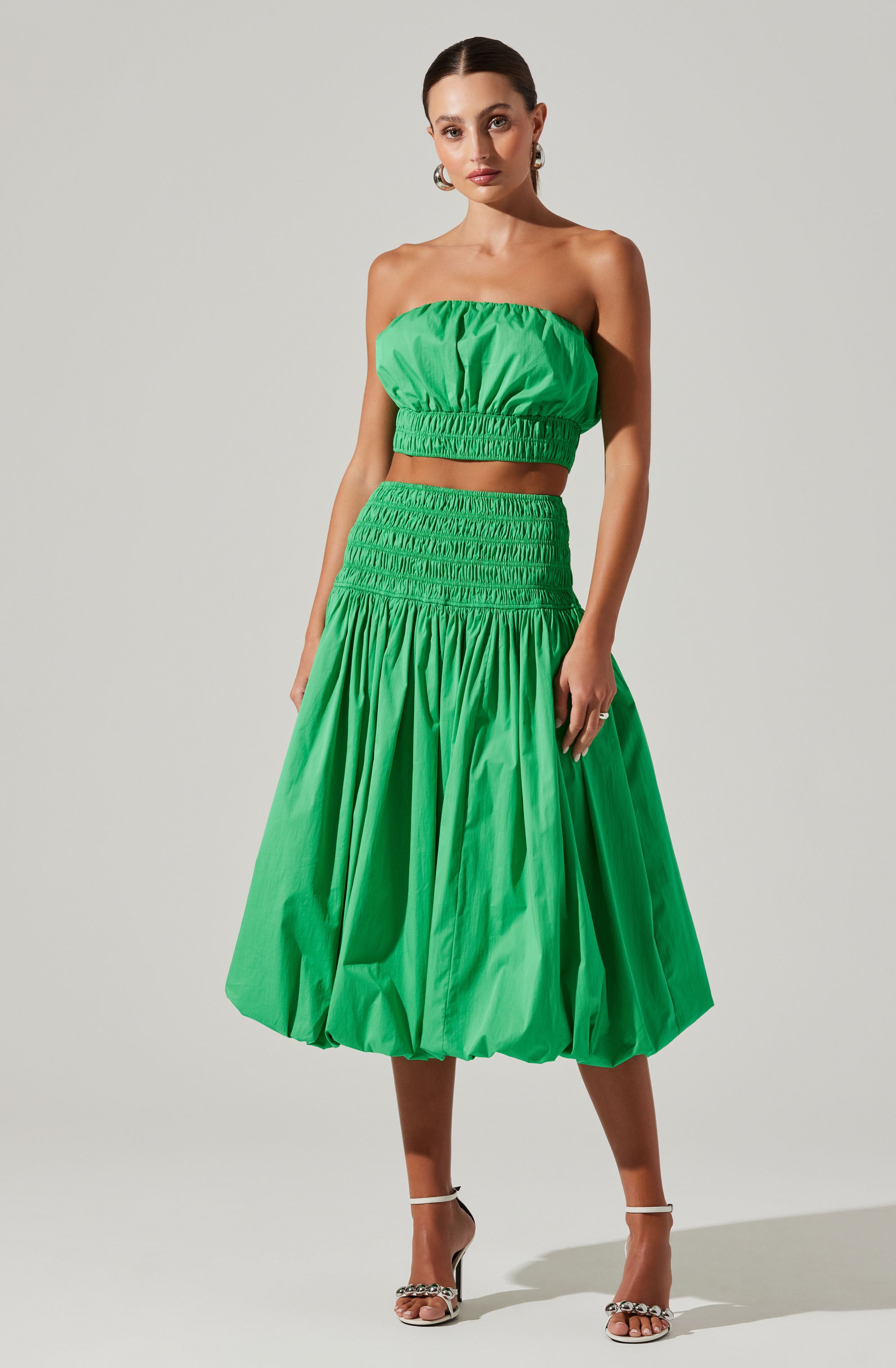 Alani Bubble Hem Midi Skirt-Aljck