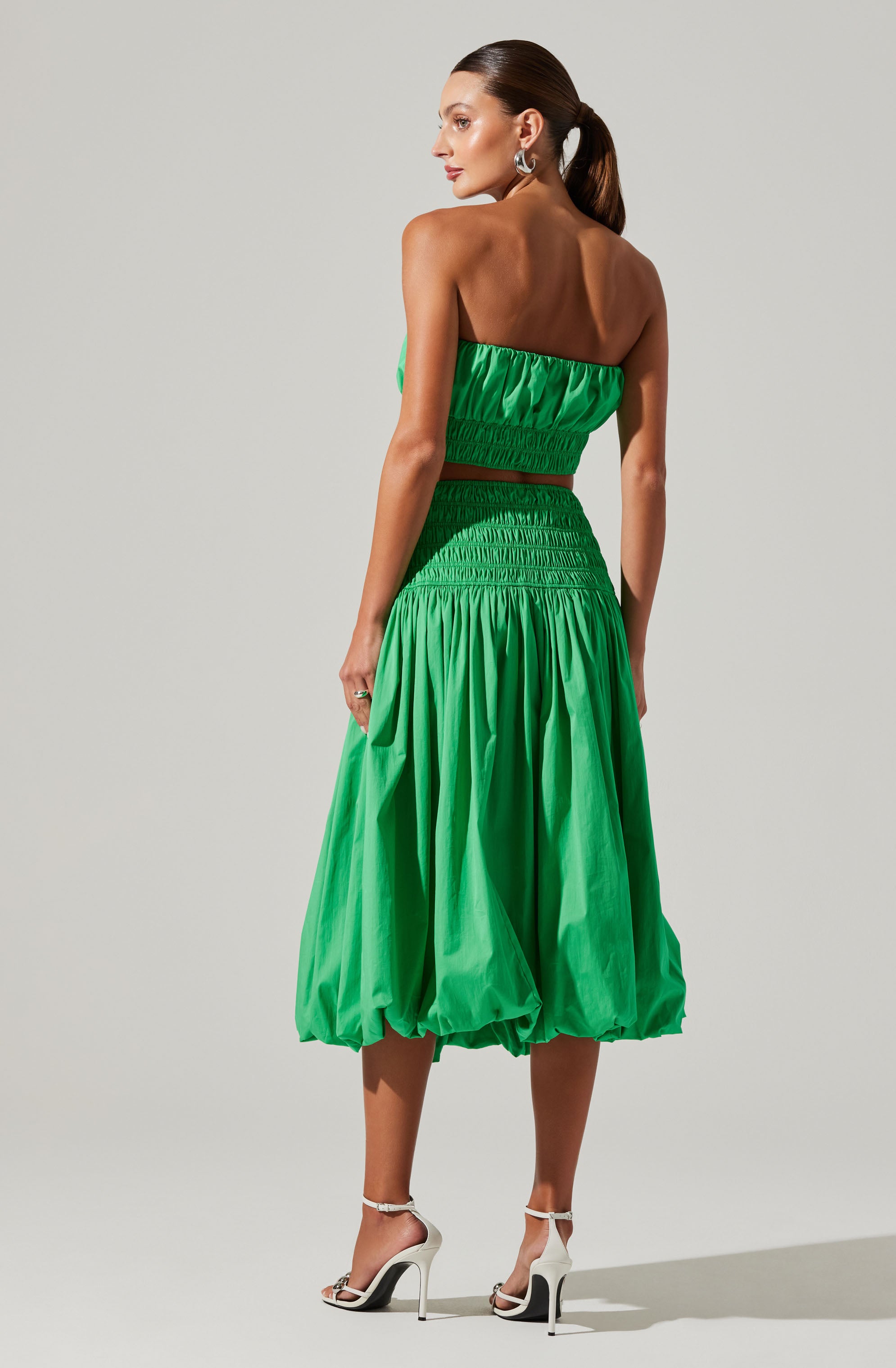 Alani Bubble Hem Midi Skirt-Aljck