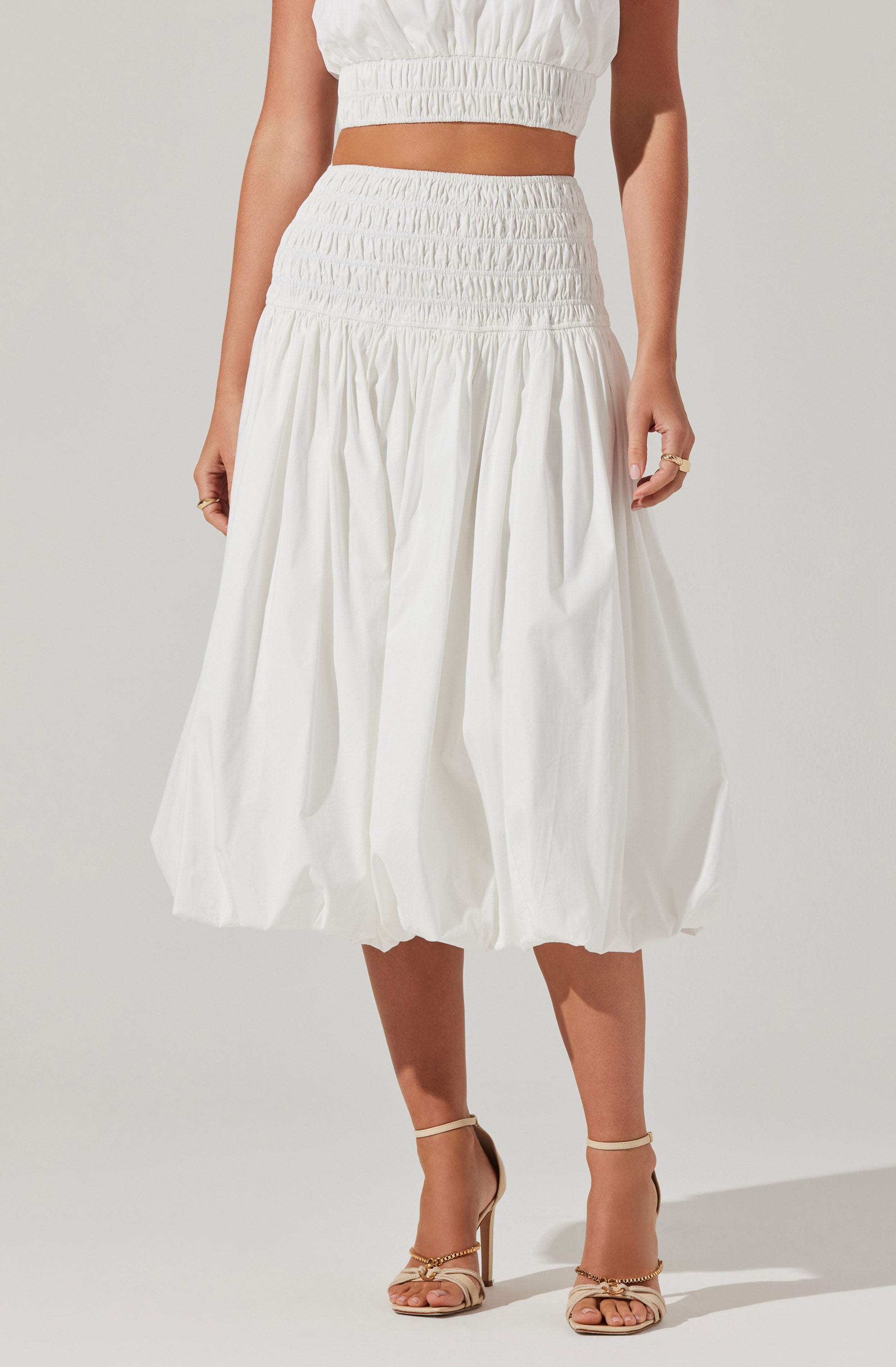 Alani Bubble Hem Midi Skirt-Aljck