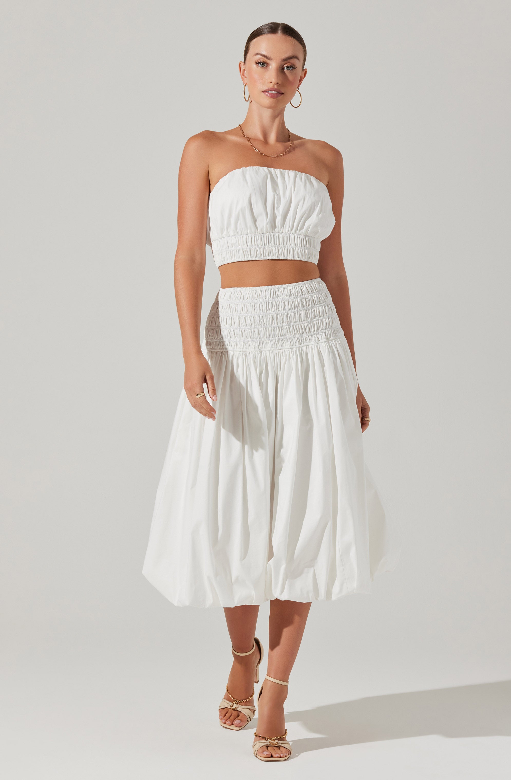 Alani Bubble Hem Midi Skirt-Aljck