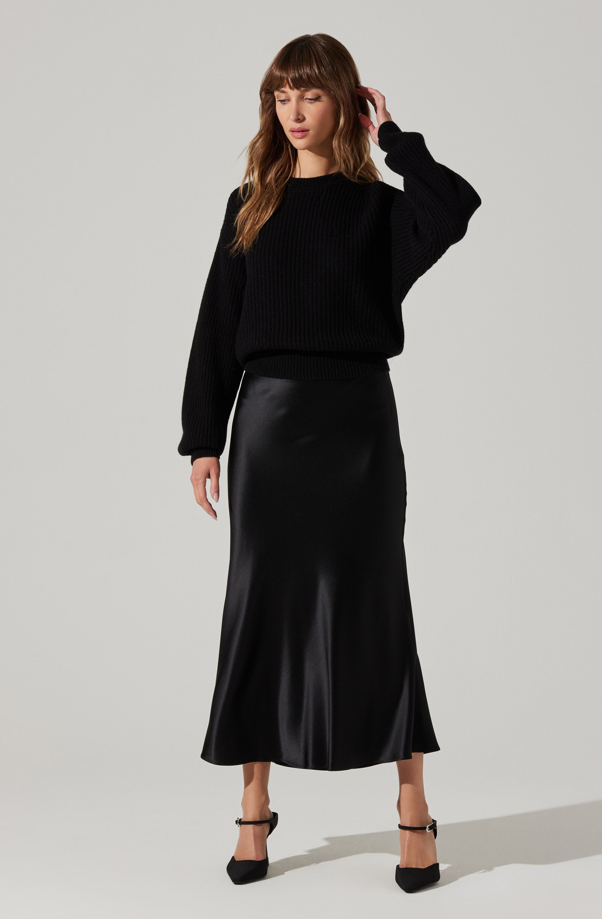 Windey Satin Maxi Skirt-Aljck