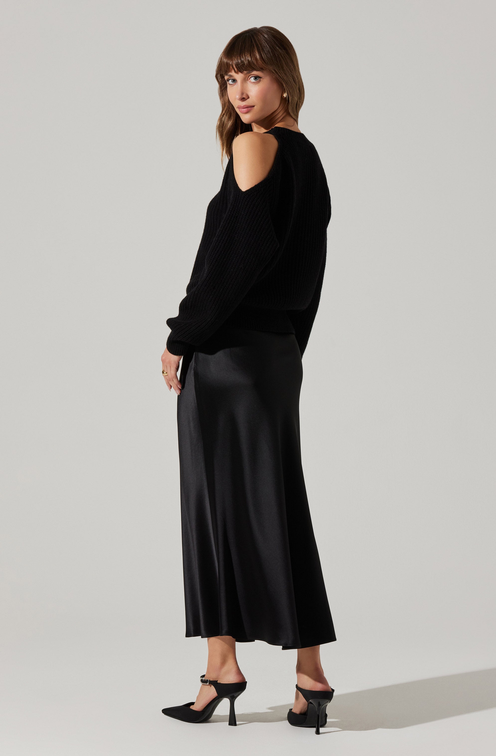Windey Satin Maxi Skirt-Aljck