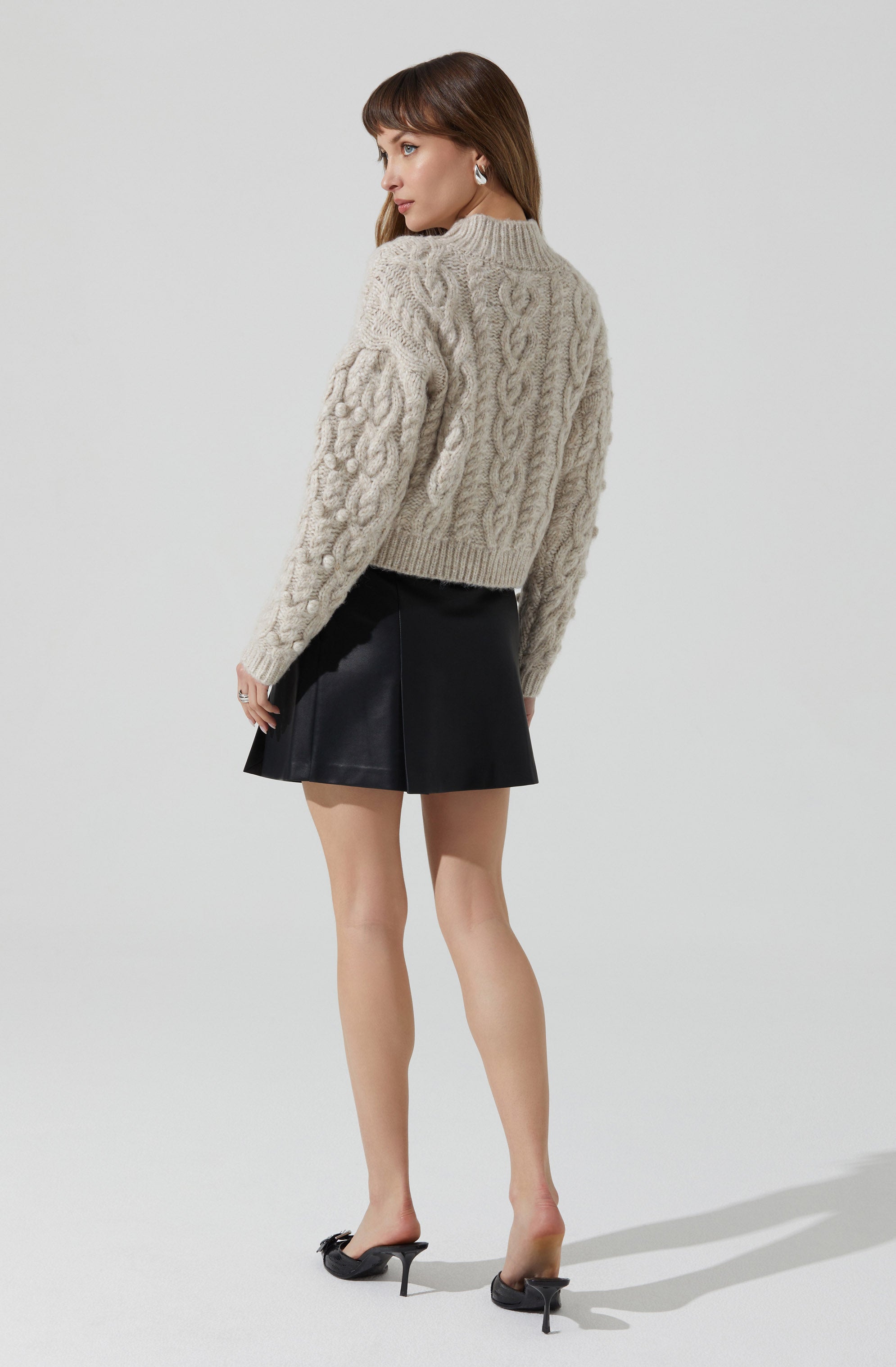 Mikita Faux Leather Pleated Skirt-Aljck