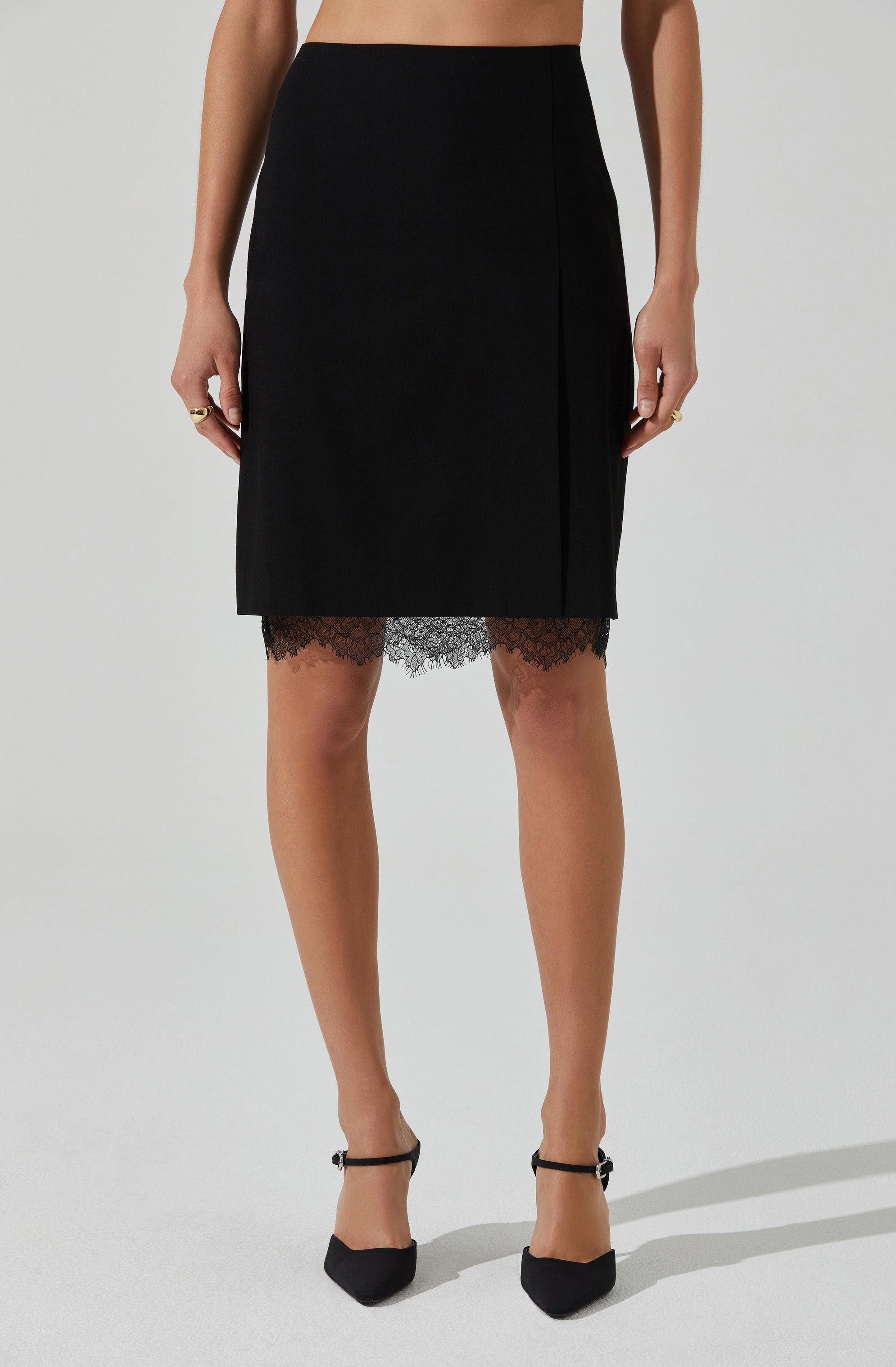 Itzayana Lace Trim Pencil Skirt-Aljck