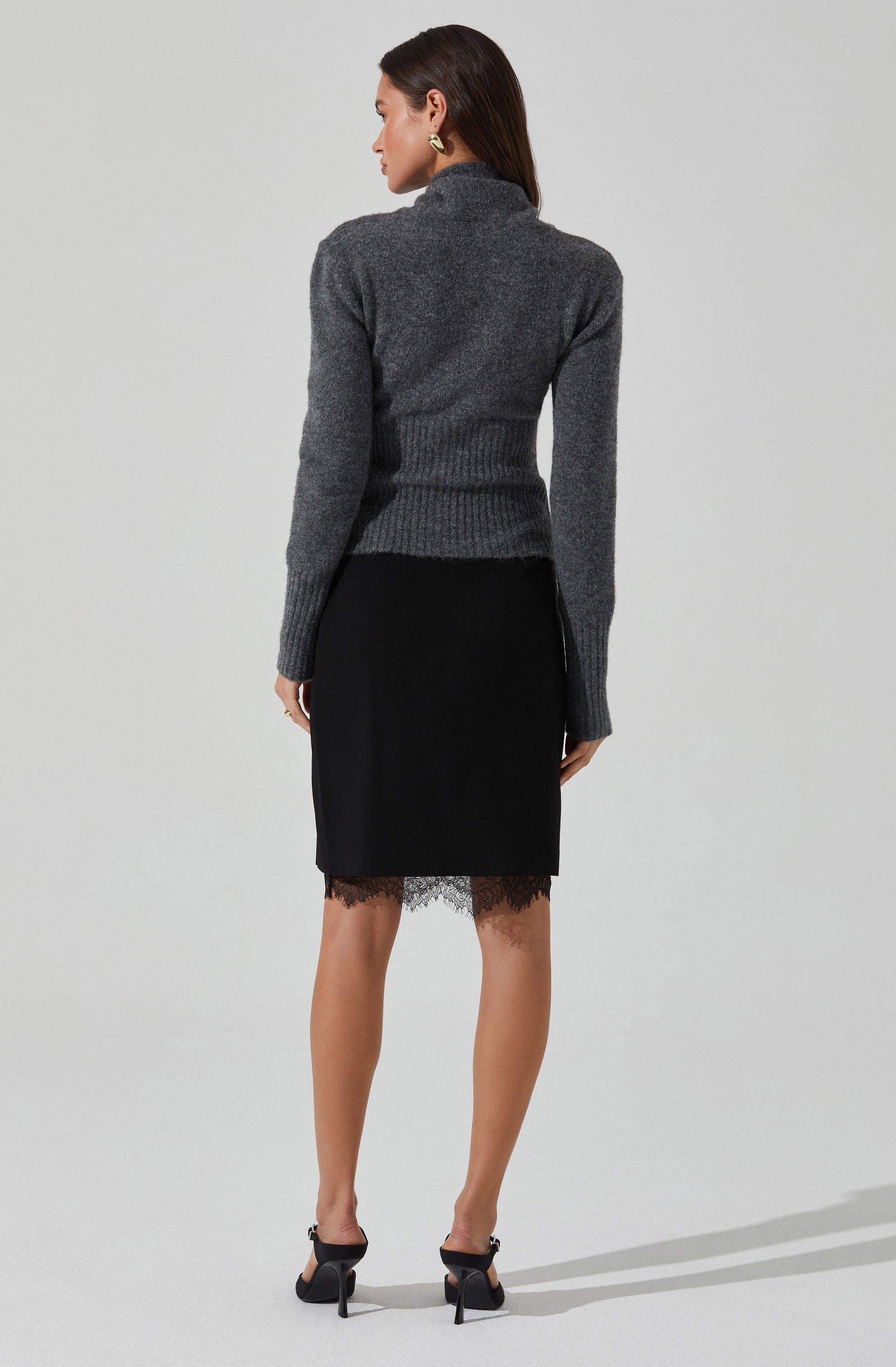 Itzayana Lace Trim Pencil Skirt-Aljck