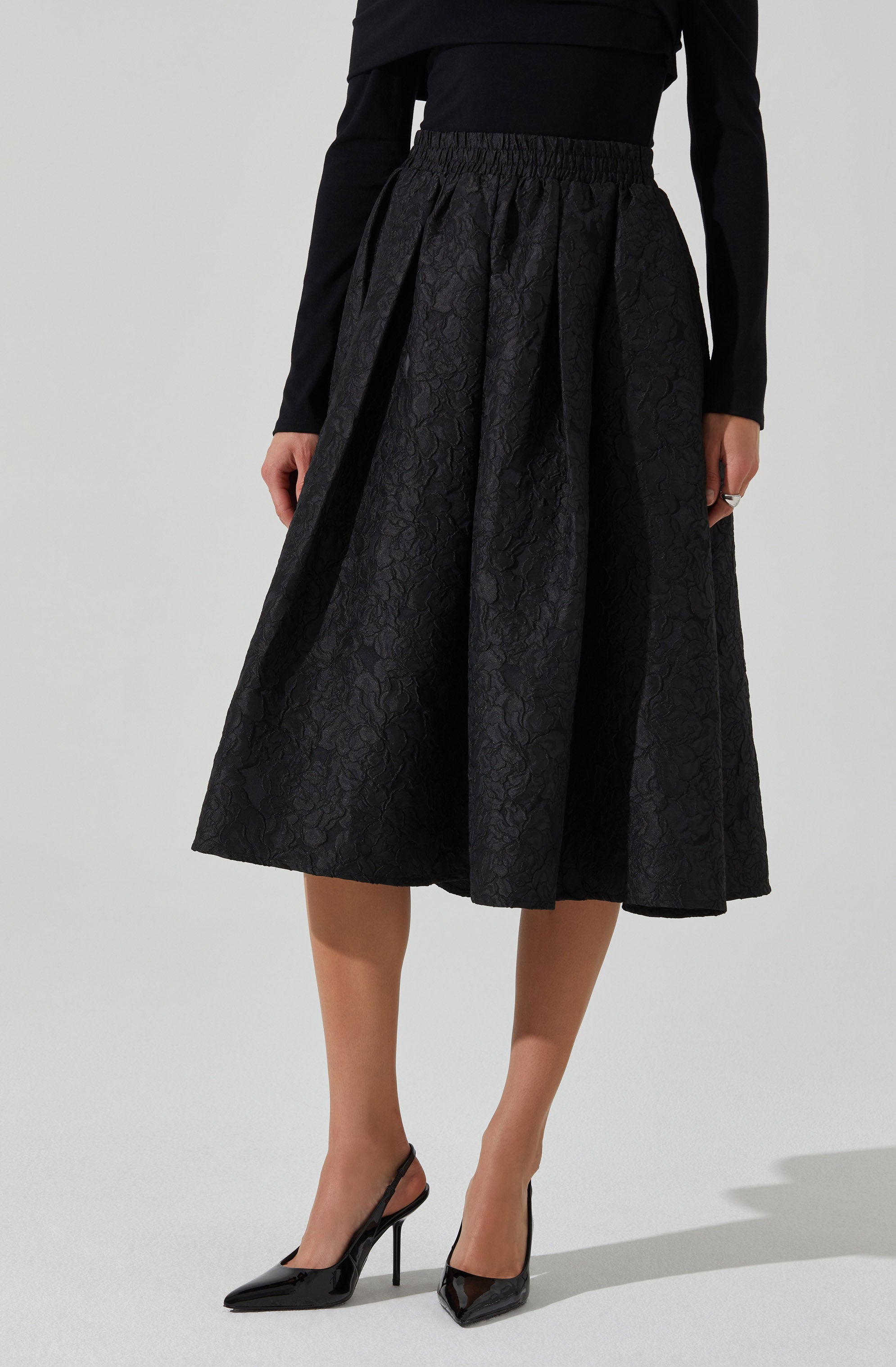 Andolina Jacquard Midi Skirt-Aljck