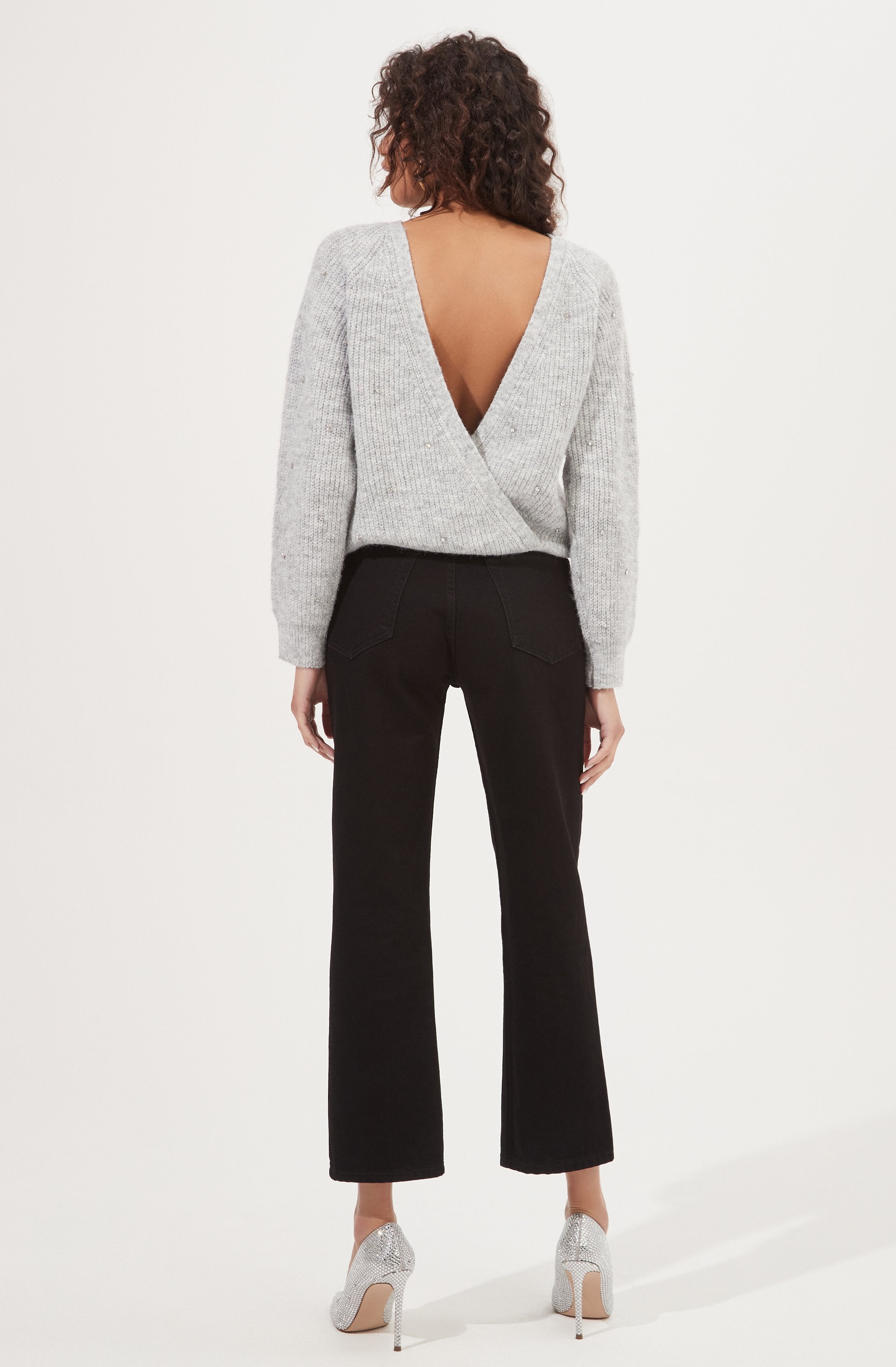 Serena Open Back Rhinestone Embellished Sweater-Aljck