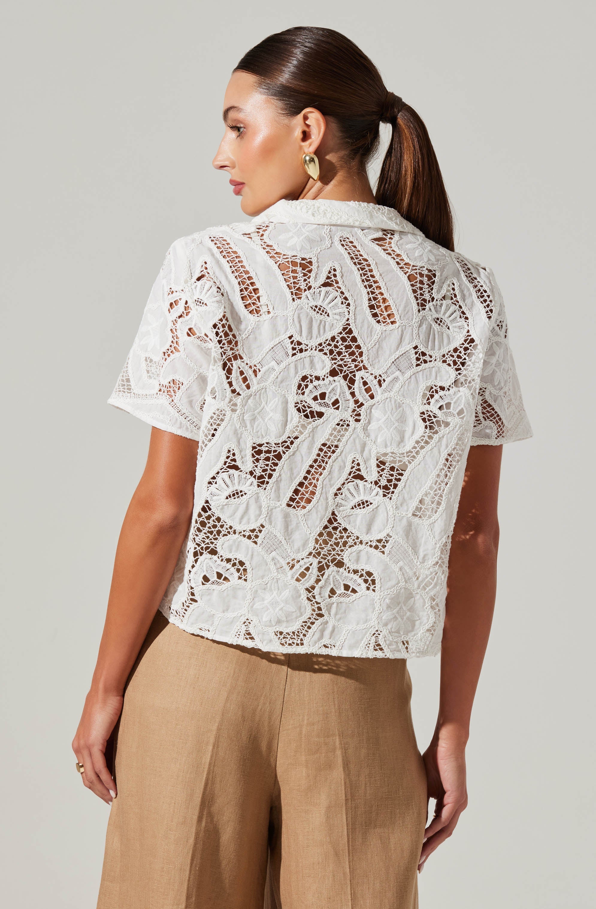 Tourist Lace Short Sleeve Top-Aljck