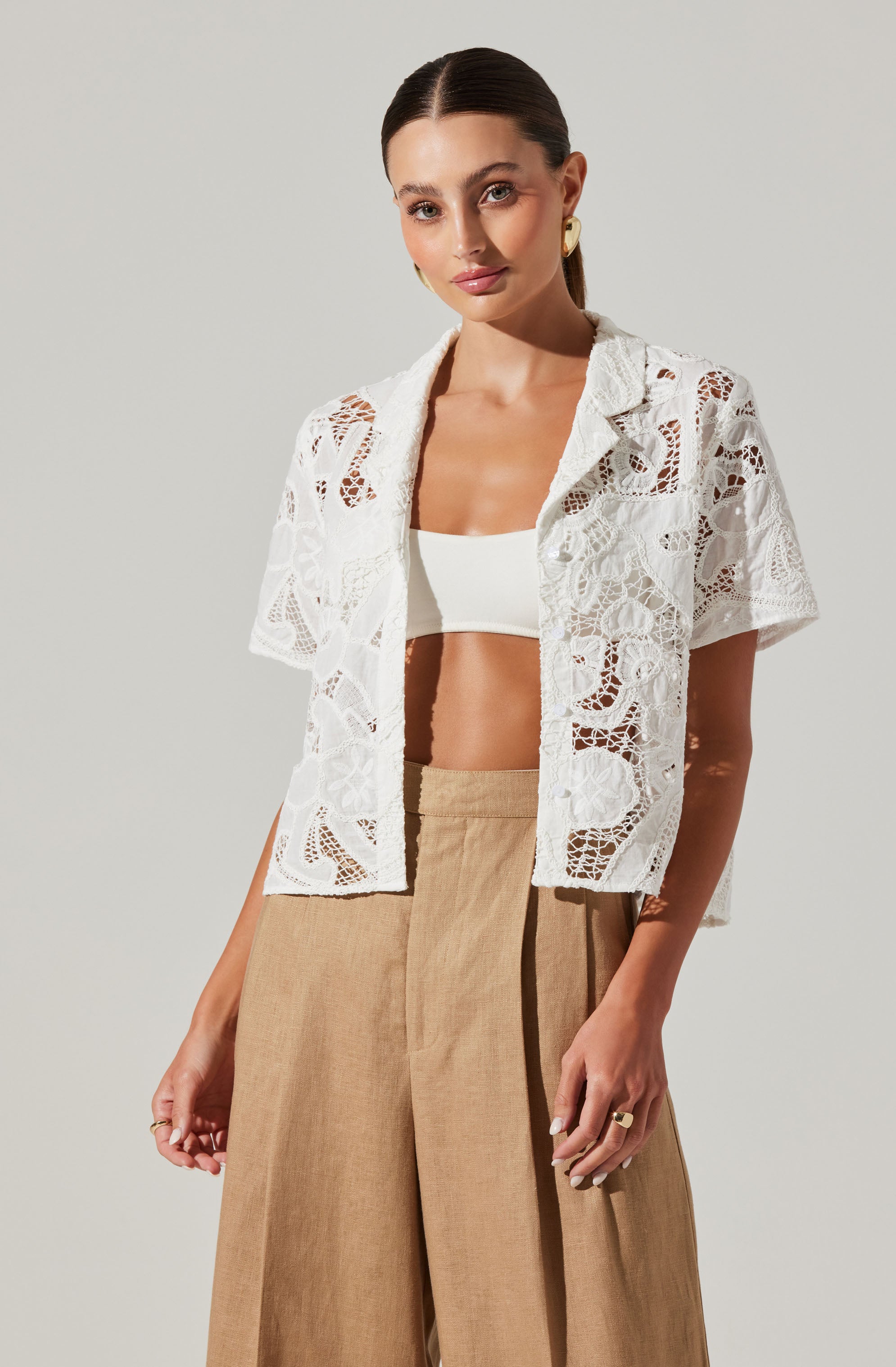 Tourist Lace Short Sleeve Top-Aljck
