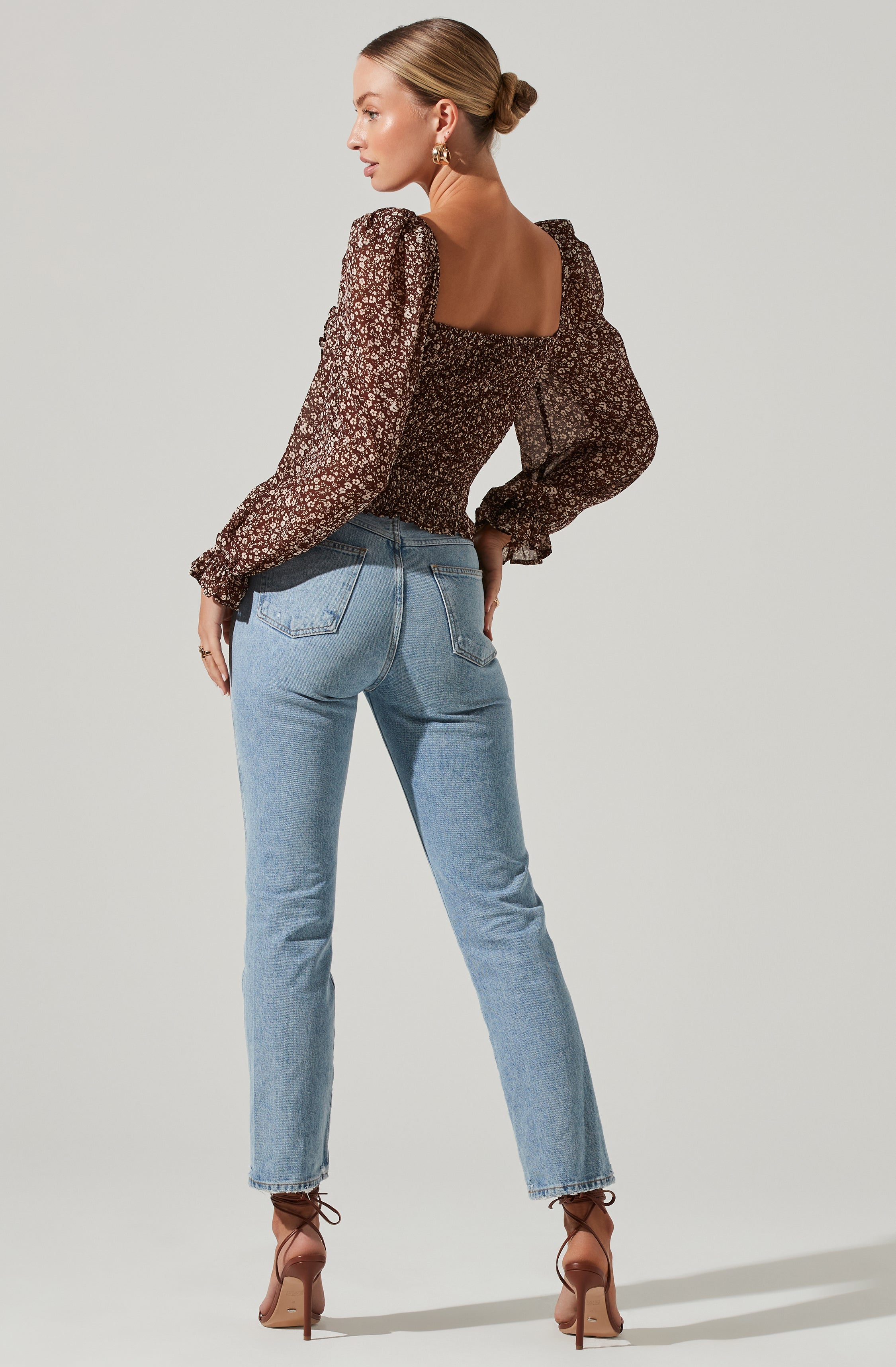 Tonina Floral Puff Sleeve Top-Aljck