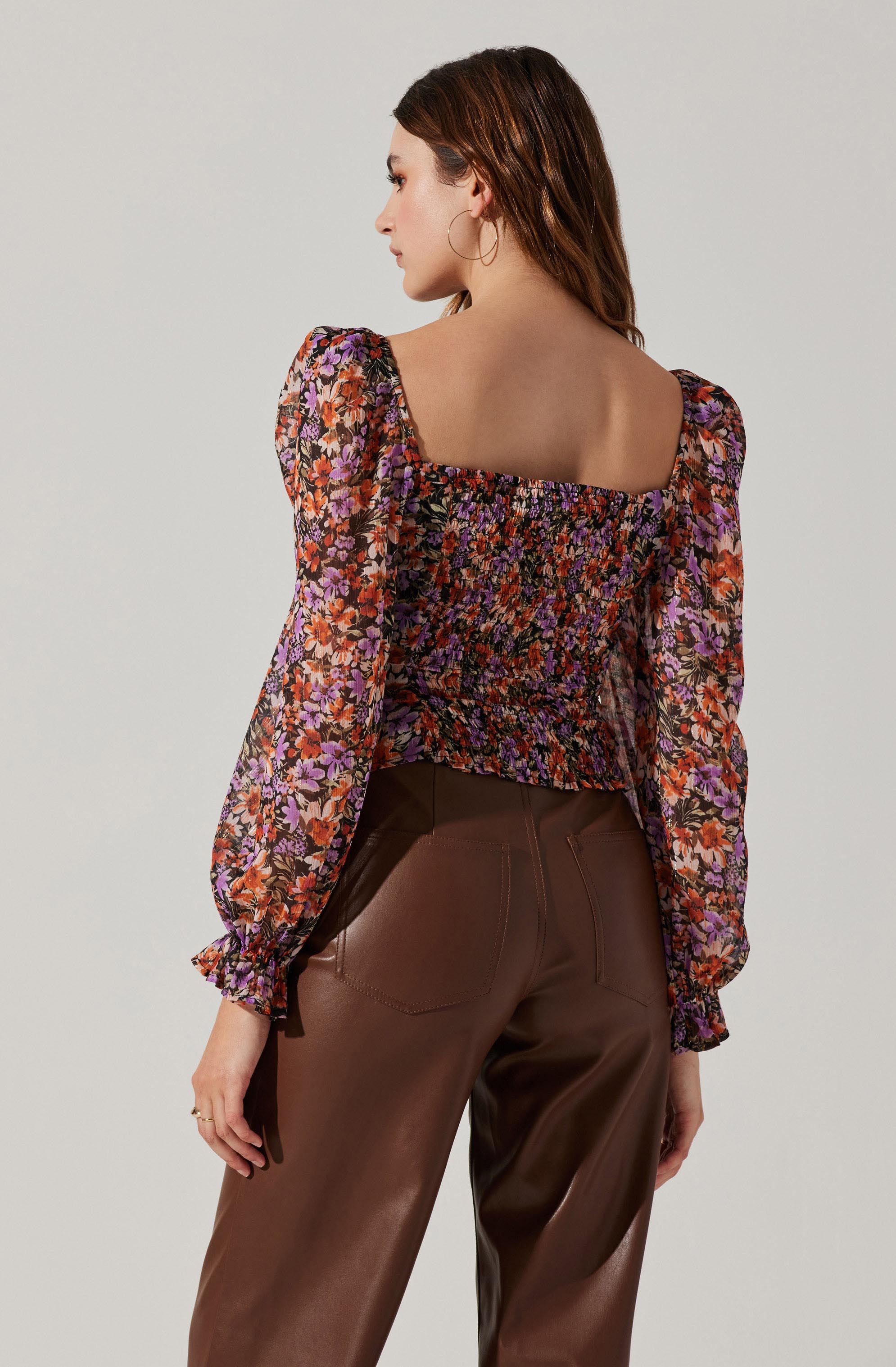 Tonina Floral Square Neck Puff Sleeve Top-Aljck