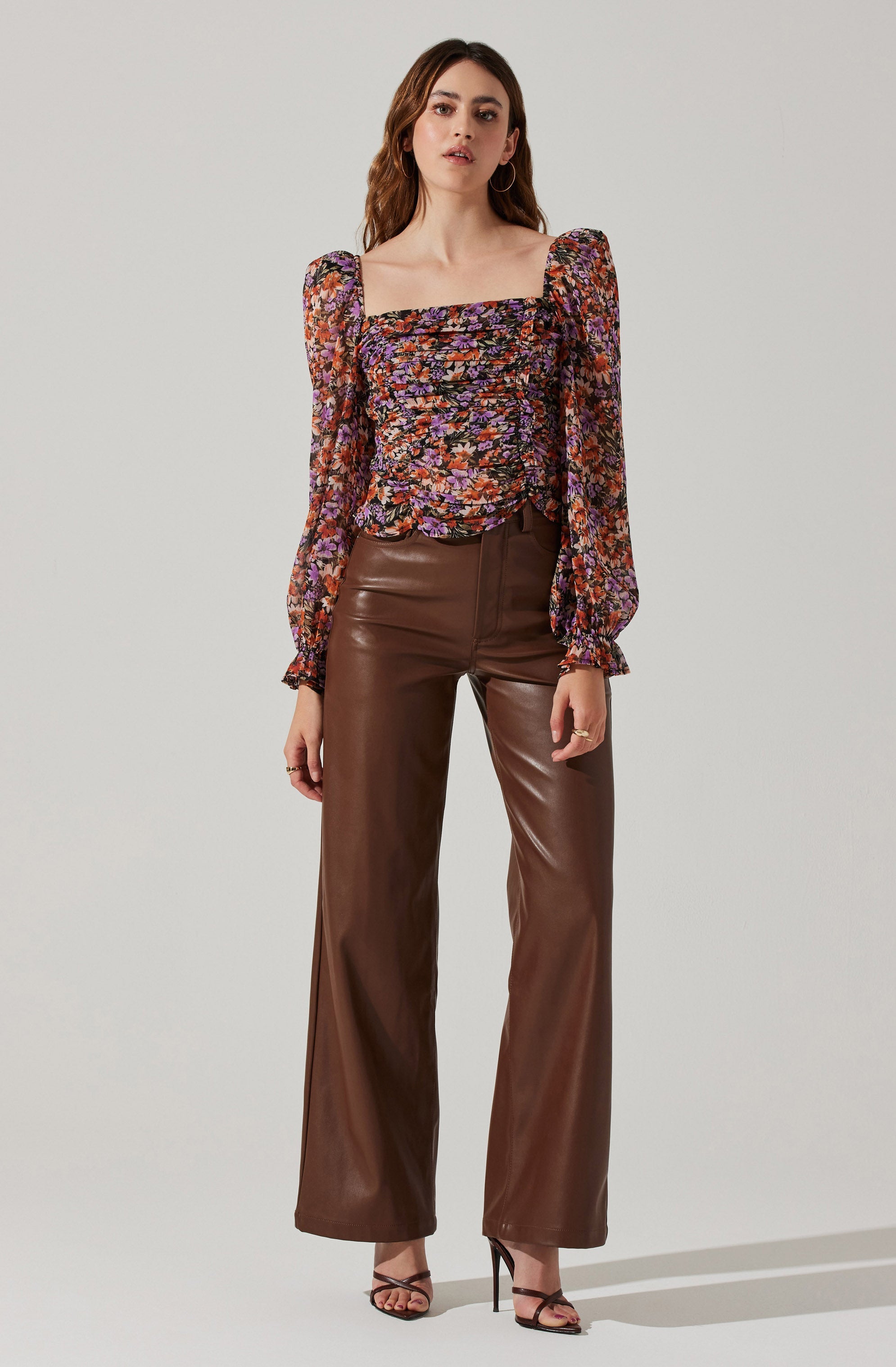 Tonina Floral Square Neck Puff Sleeve Top-Aljck