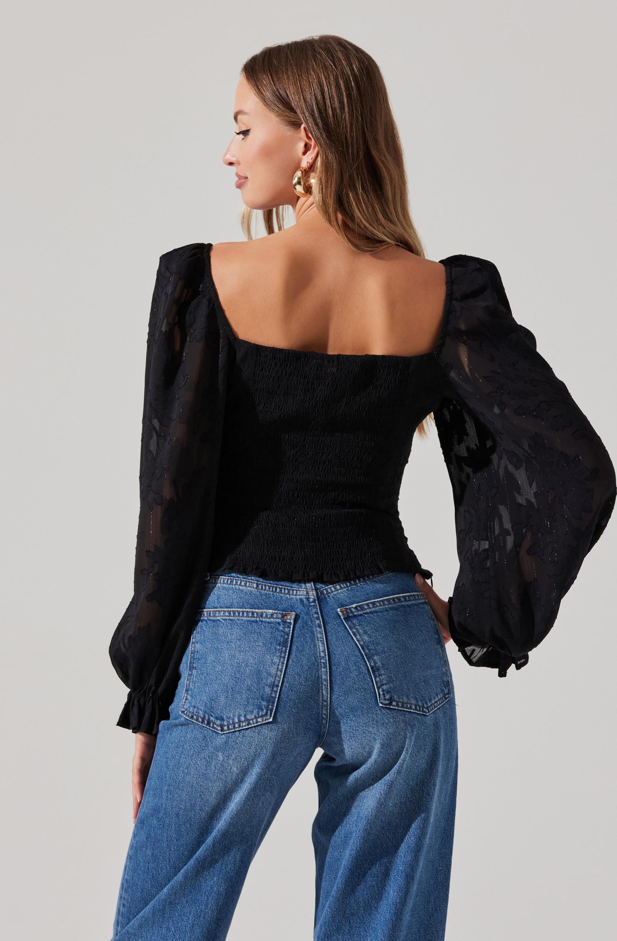 Tonina Square Neck Puff Sleeve Top-Aljck