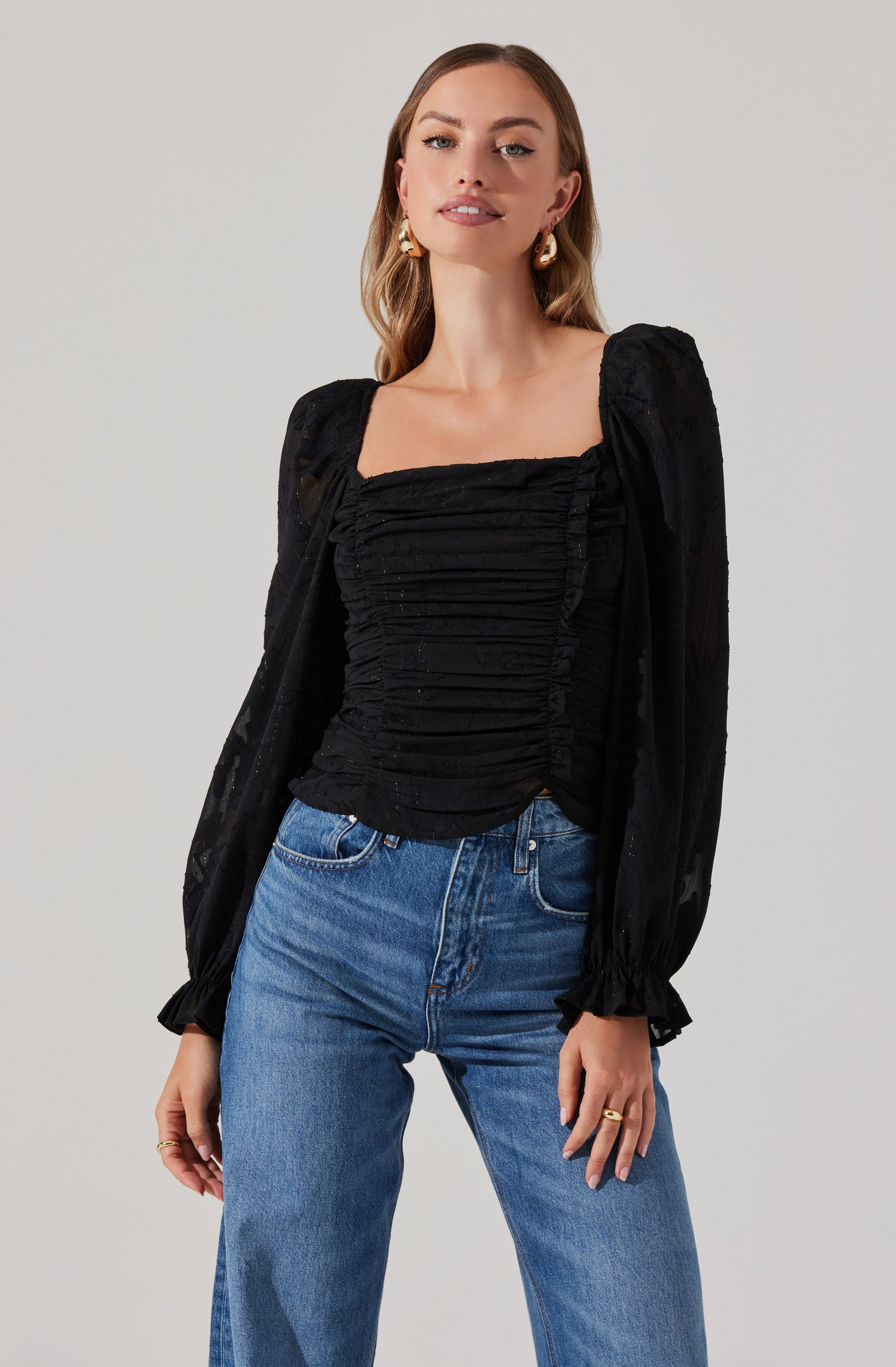 Tonina Square Neck Puff Sleeve Top-Aljck