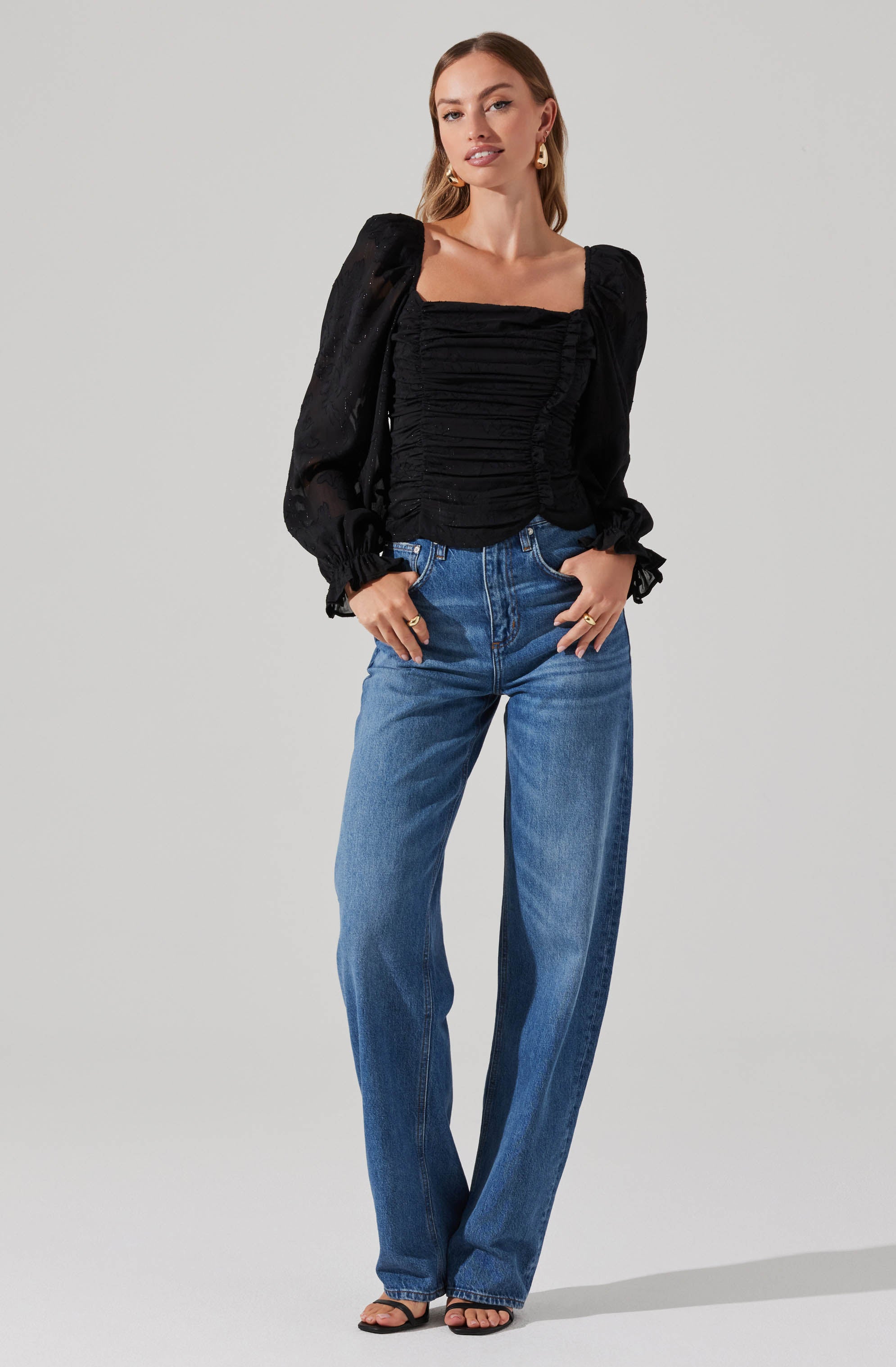 Tonina Square Neck Puff Sleeve Top-Aljck