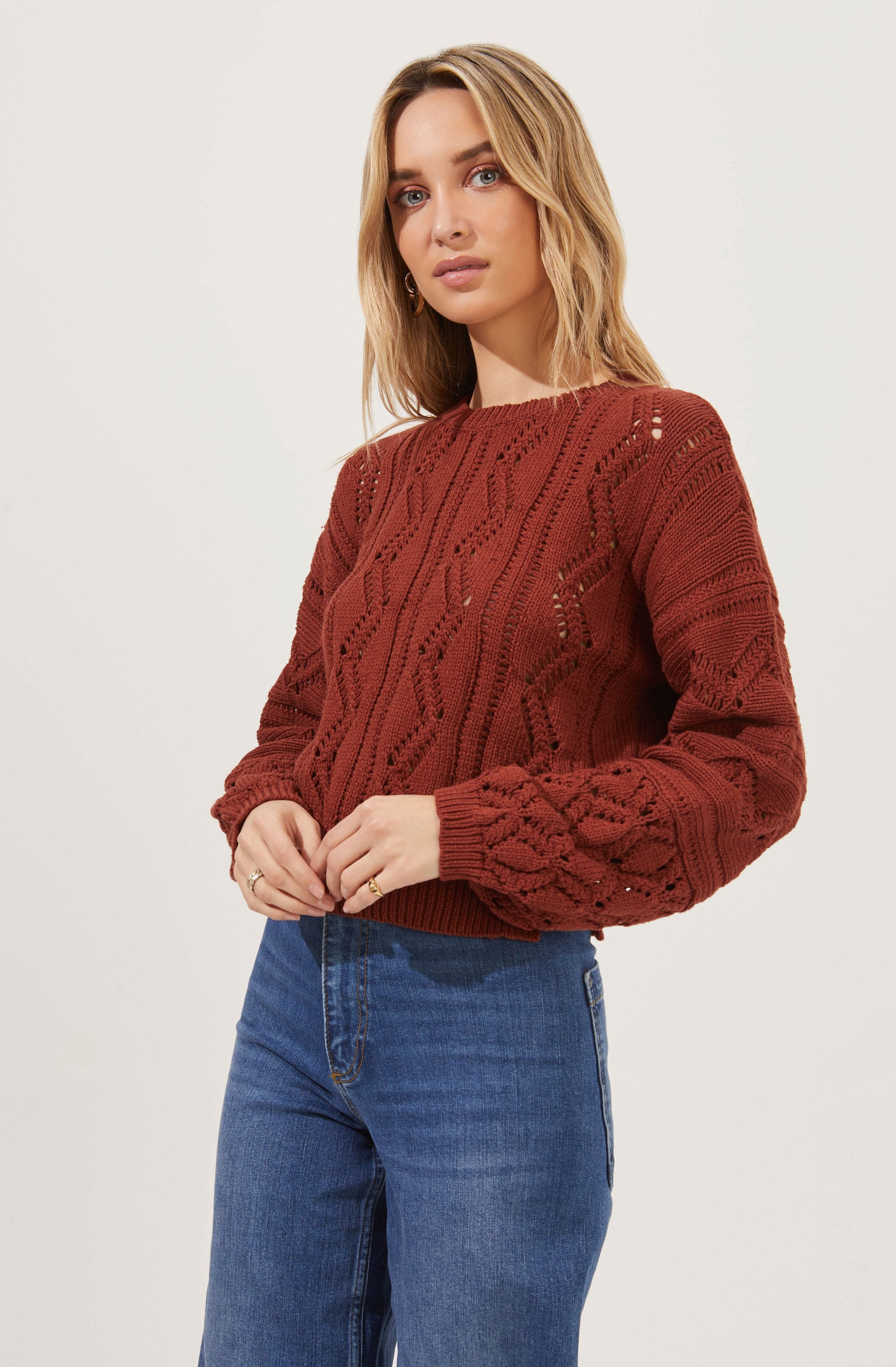 Soulmate Pointelle Knit Sweater-Aljck