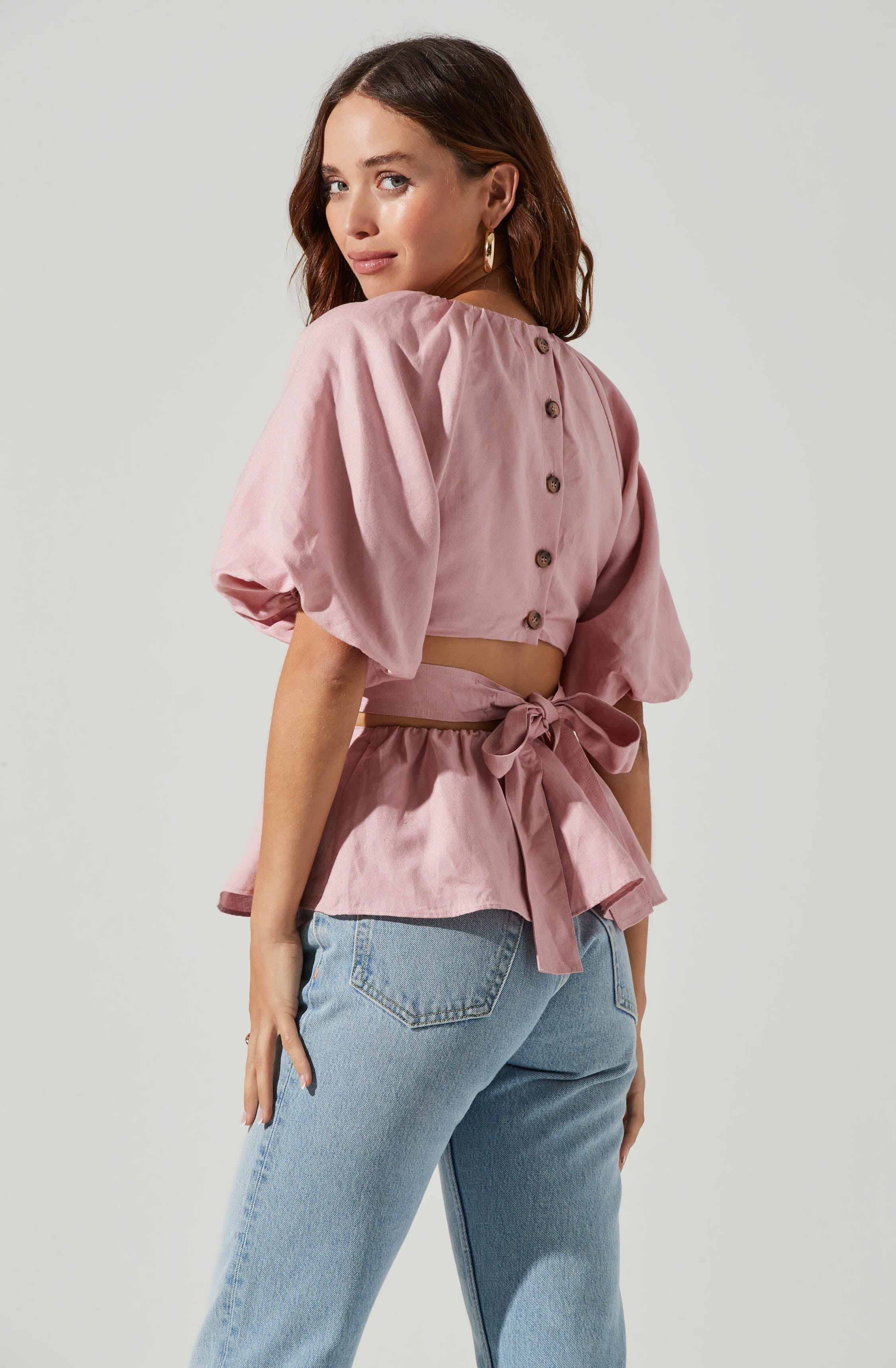 Vendetti Cutout Puff Sleeve Top-Aljck