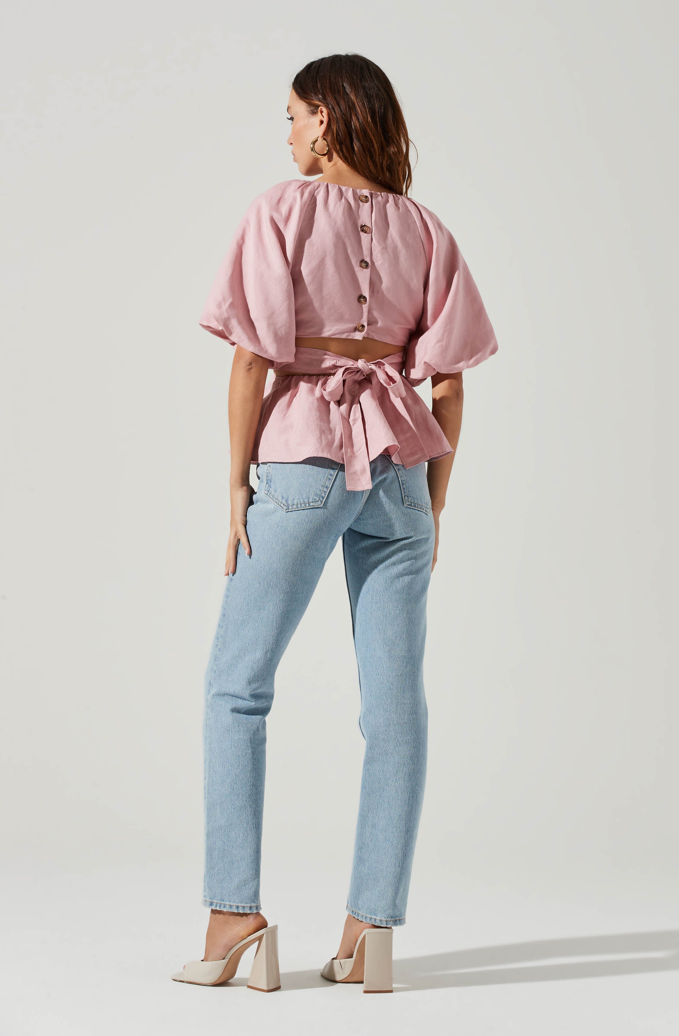 Vendetti Cutout Puff Sleeve Top-Aljck