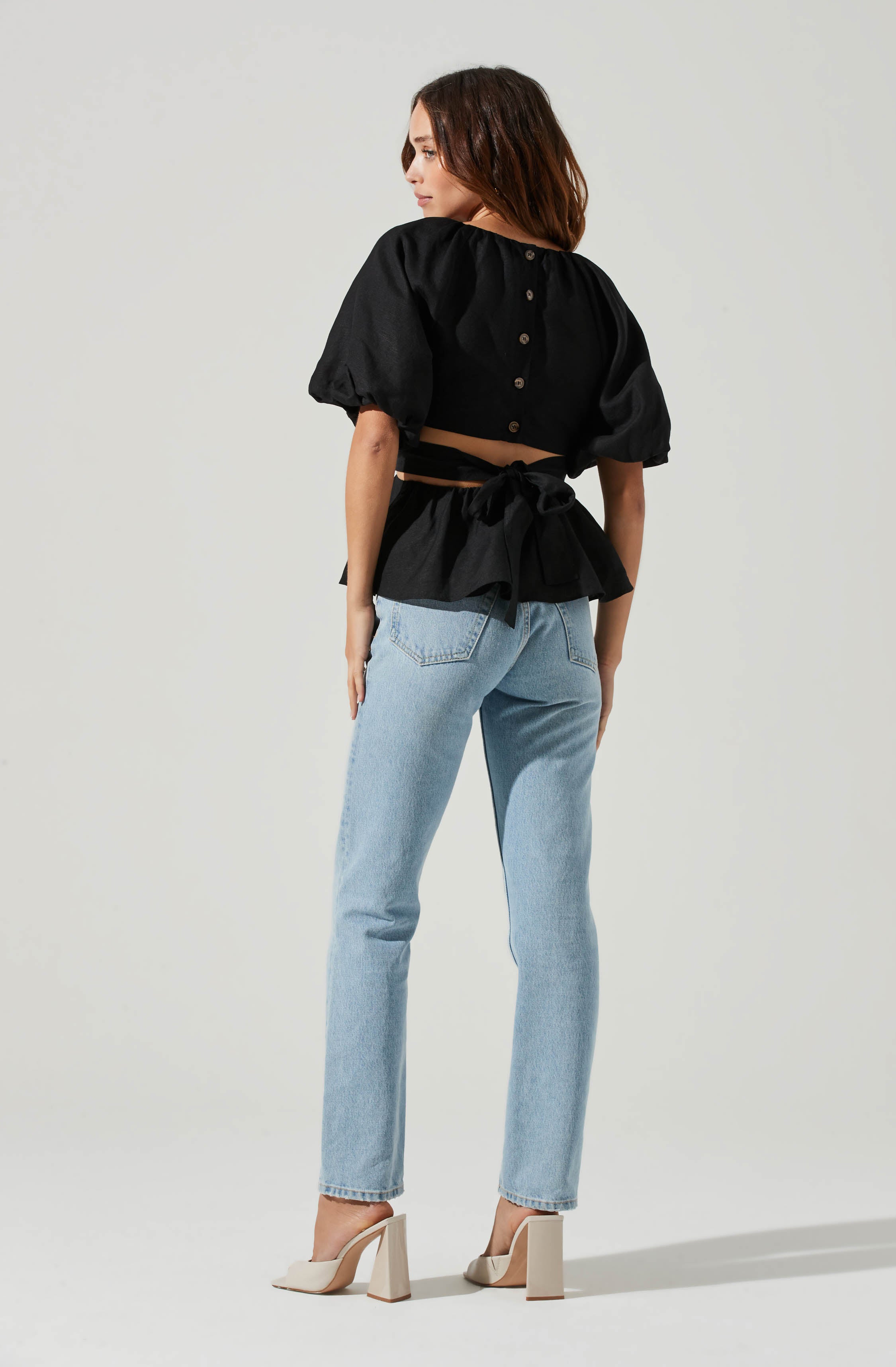 Vendetti Cutout Puff Sleeve Top-Aljck