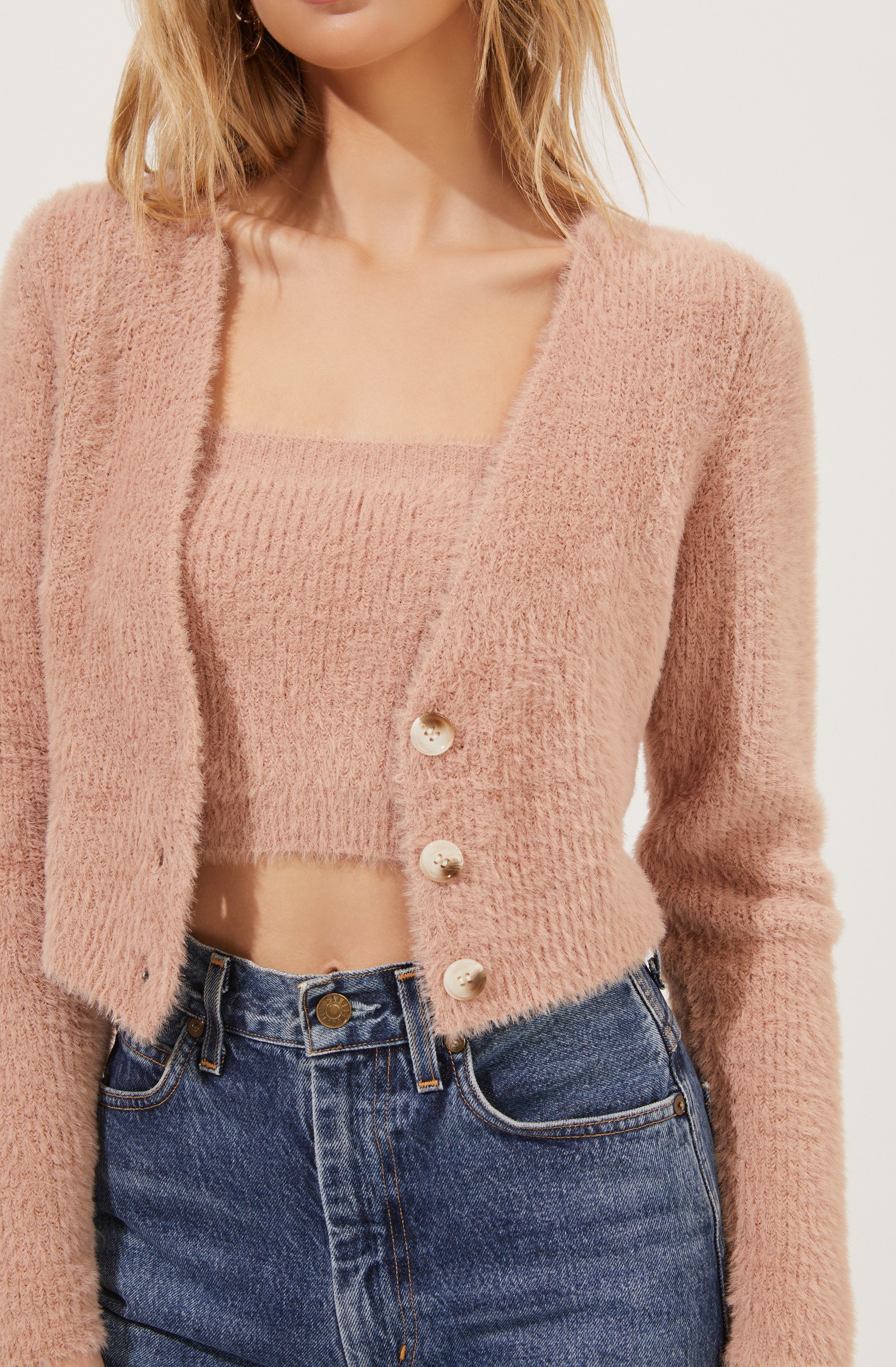 Lorain Fuzzy Knit Cardigan-Aljck