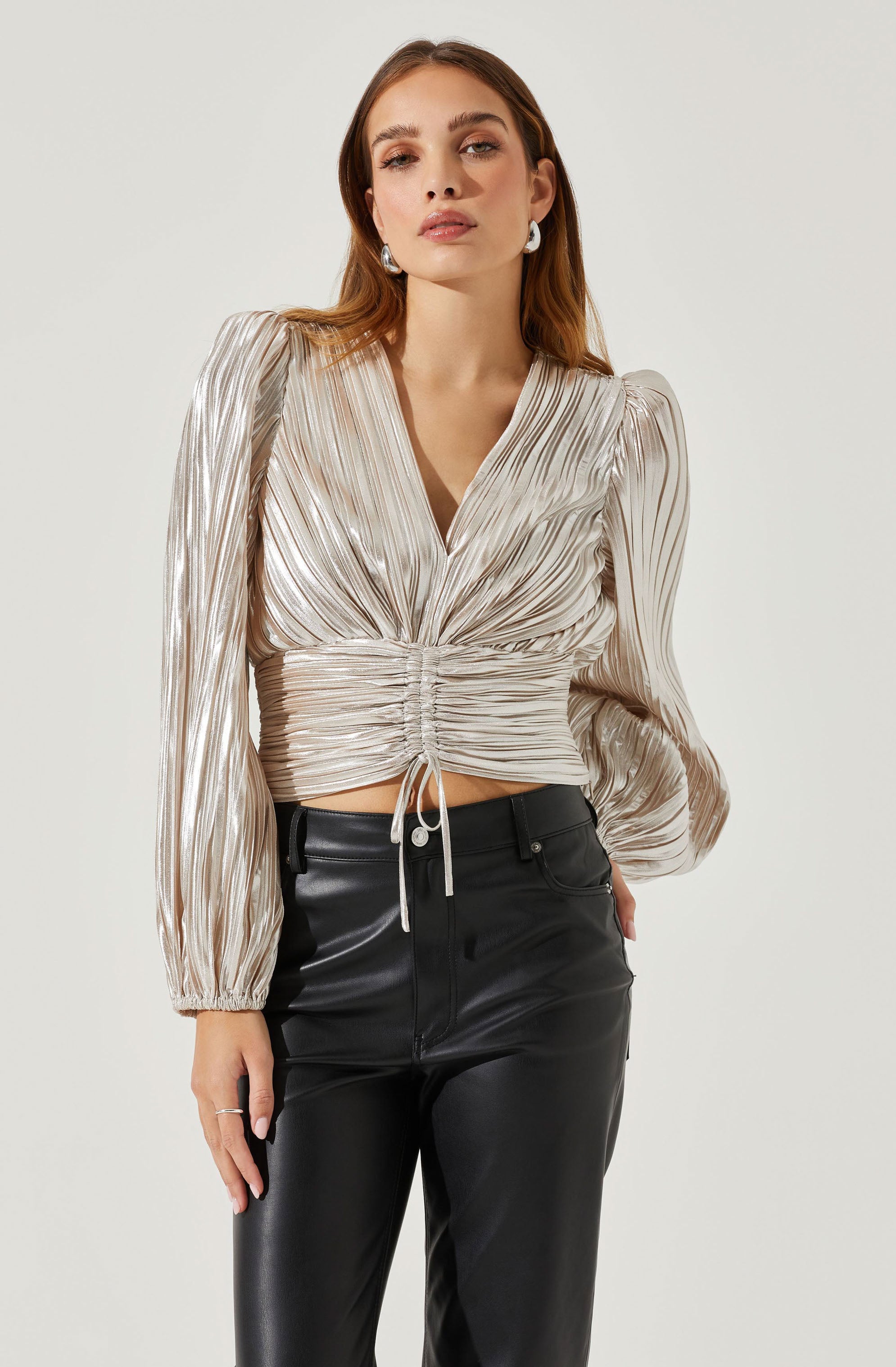 Braydon Pleated Ruched Top-Aljck