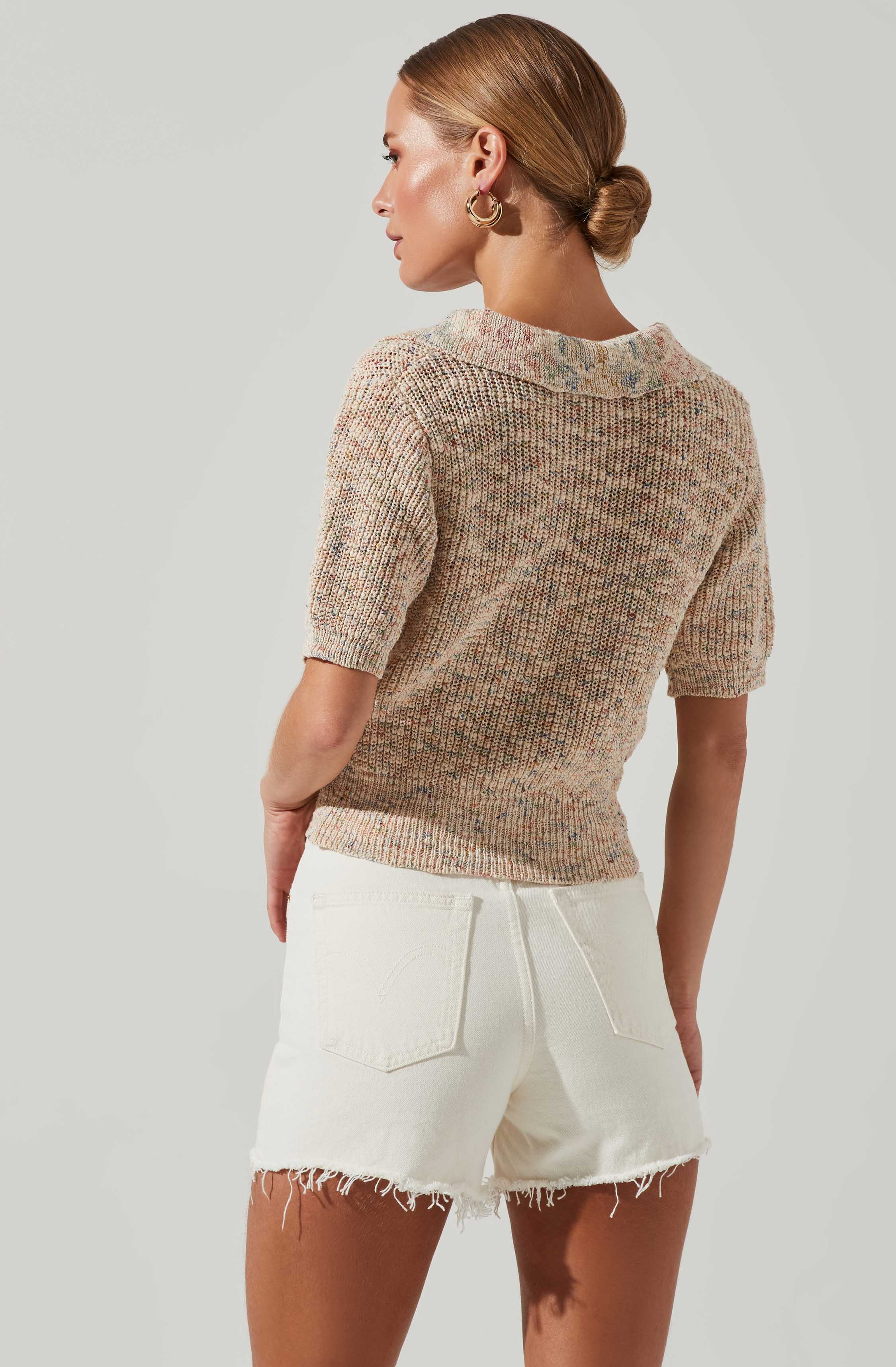 Cambria Collared Short Sleeve Knit Sweater-Aljck
