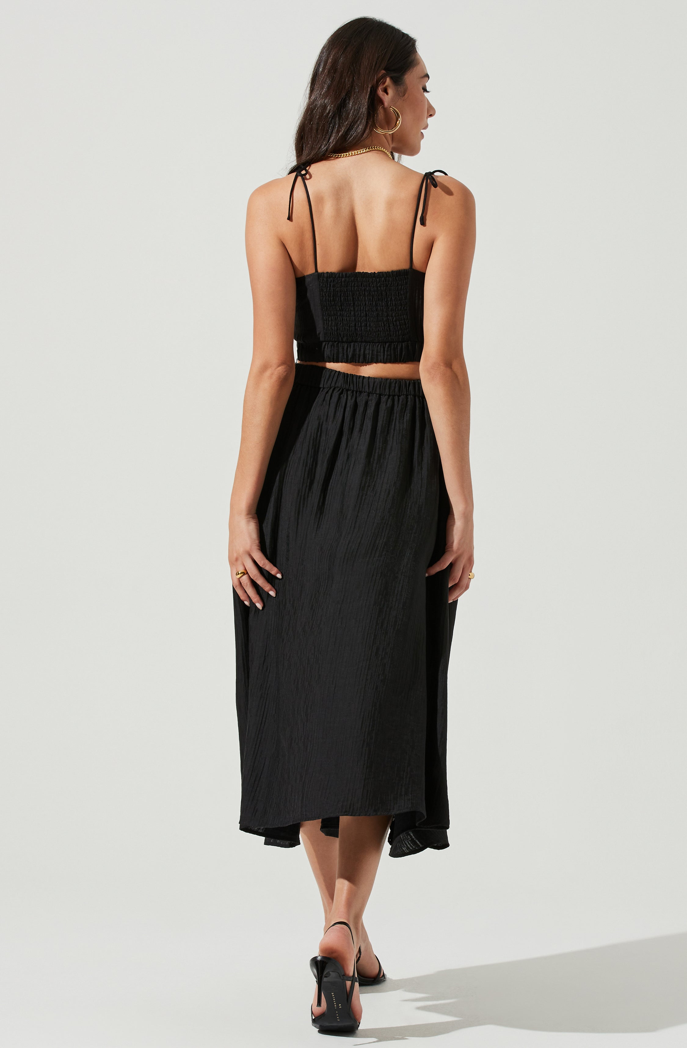 Terra Bella Square Neck Tie Strap Crop Top-Aljck