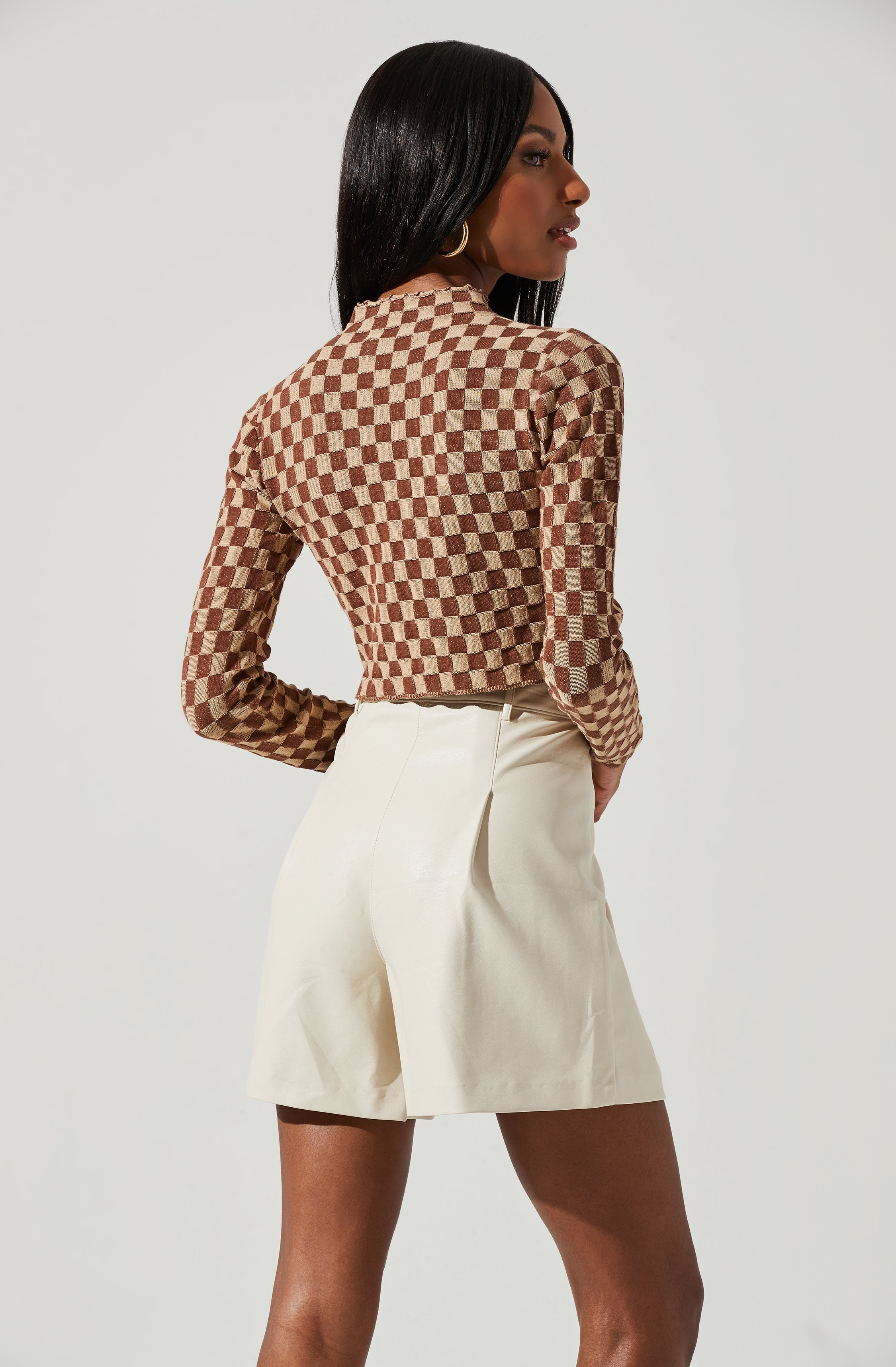 Izzy Checkered Long Sleeve Top-Aljck