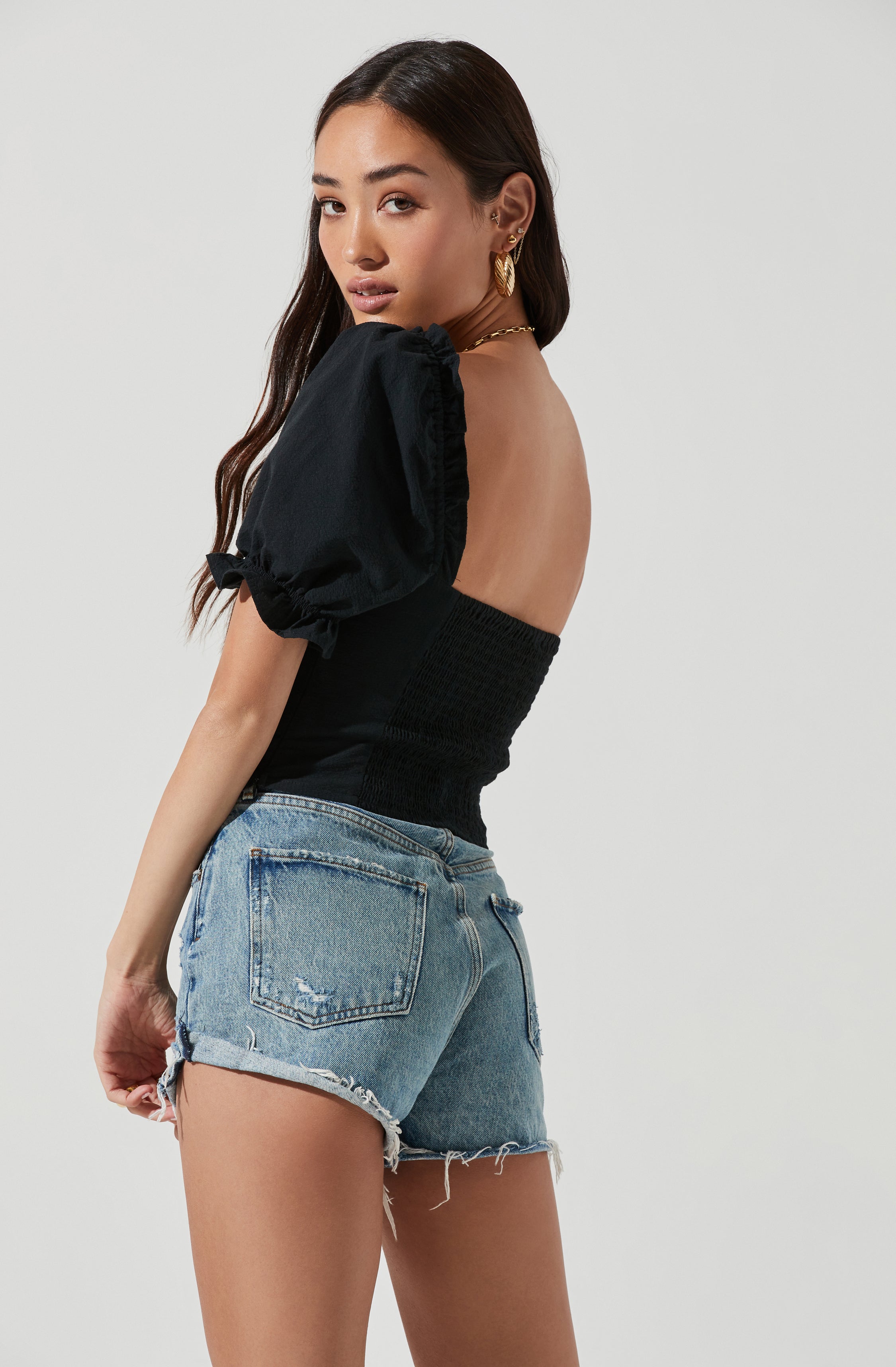 Raya Sweetheart Puff Sleeve Top-Aljck