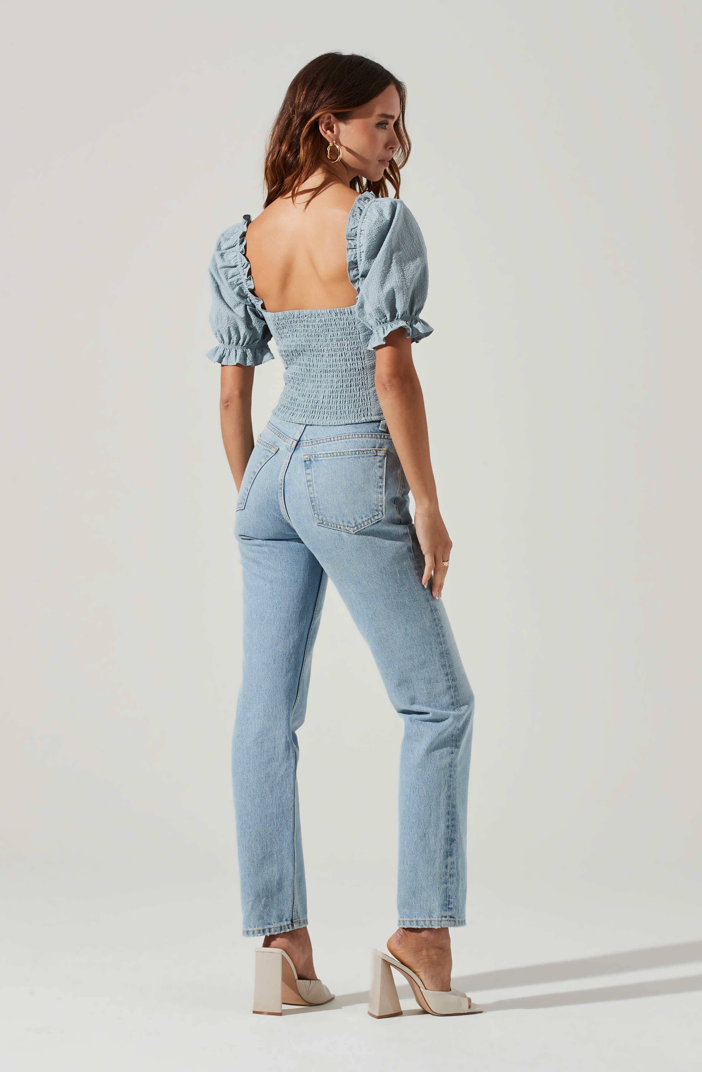 Raya Sweetheart Puff Sleeve Top-Aljck