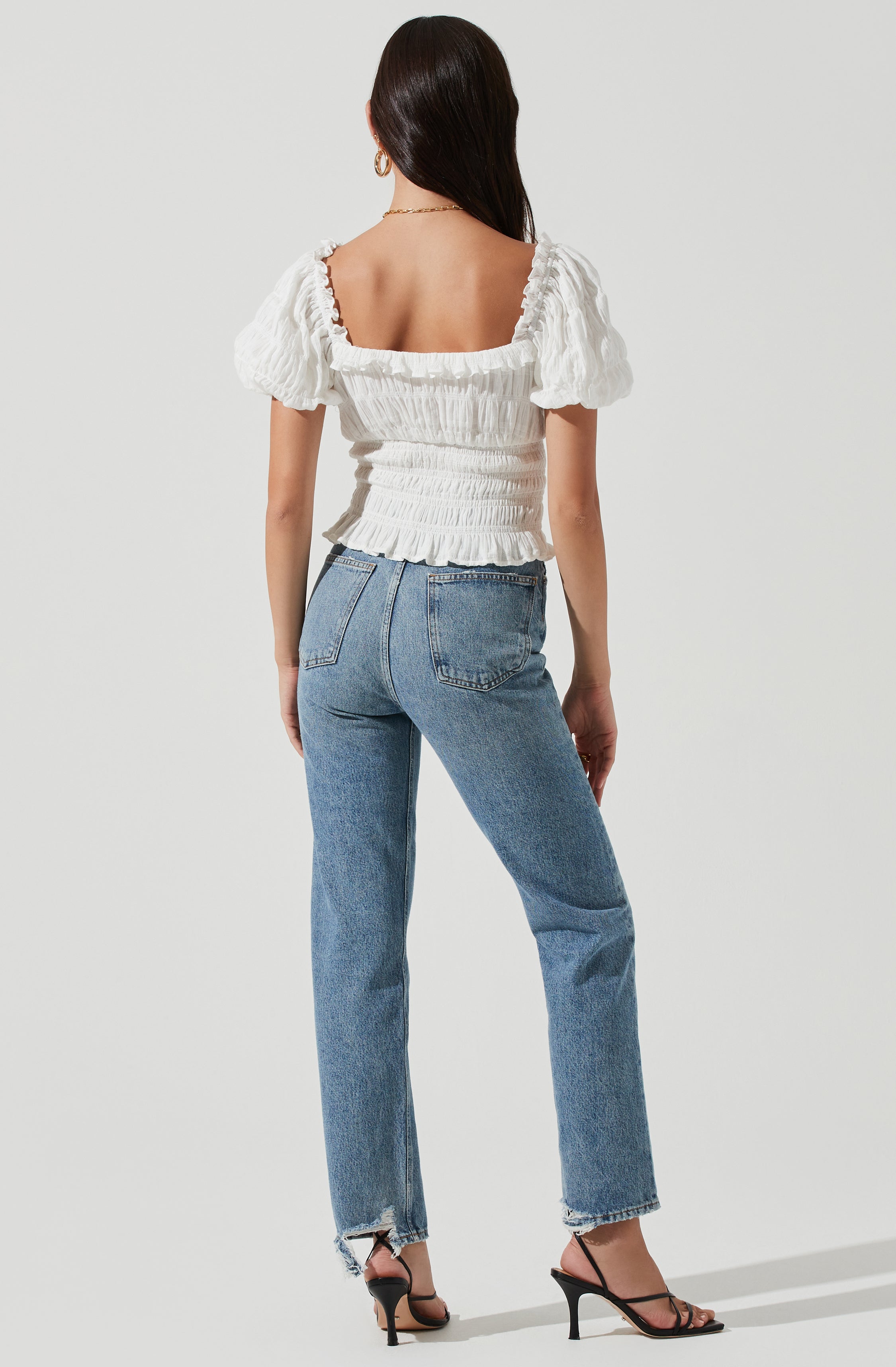 Anza Smocked Puff Sleeve Top-Aljck